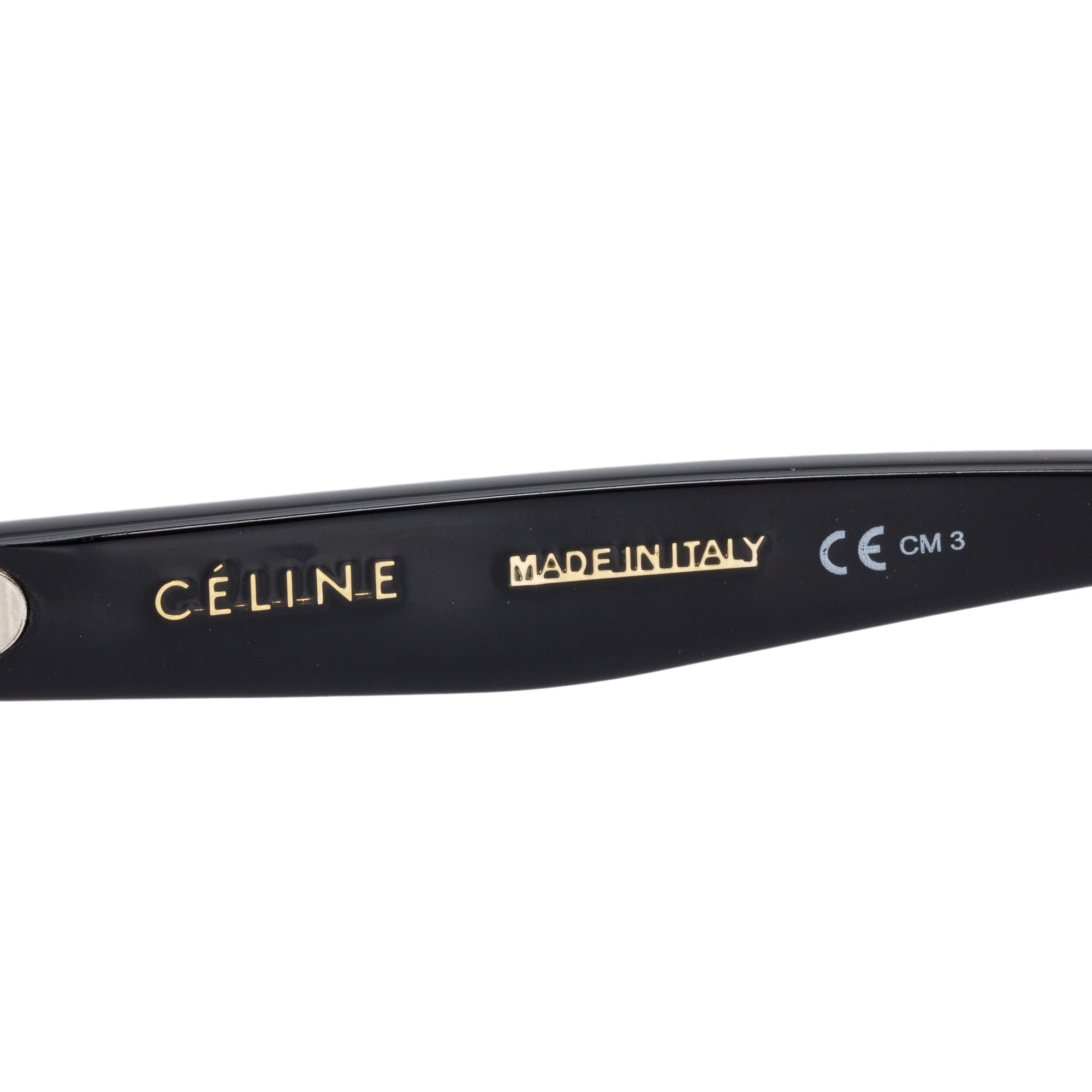 Celine CL41370/S Black Acetate Bevel Cat Round Sunglasses w/ Case