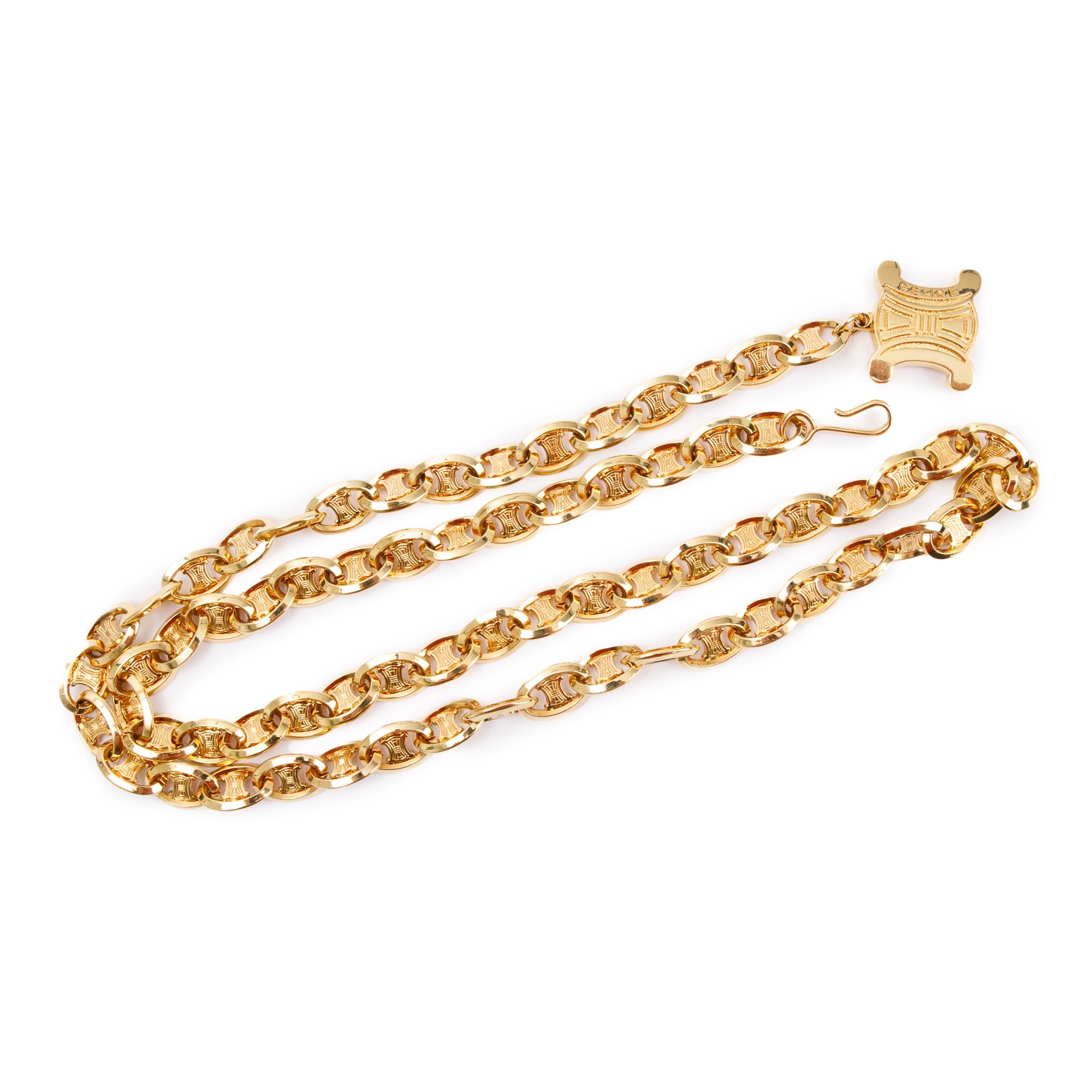 Celine Gold-Tone Metal Chain-Link Triomphe Belt