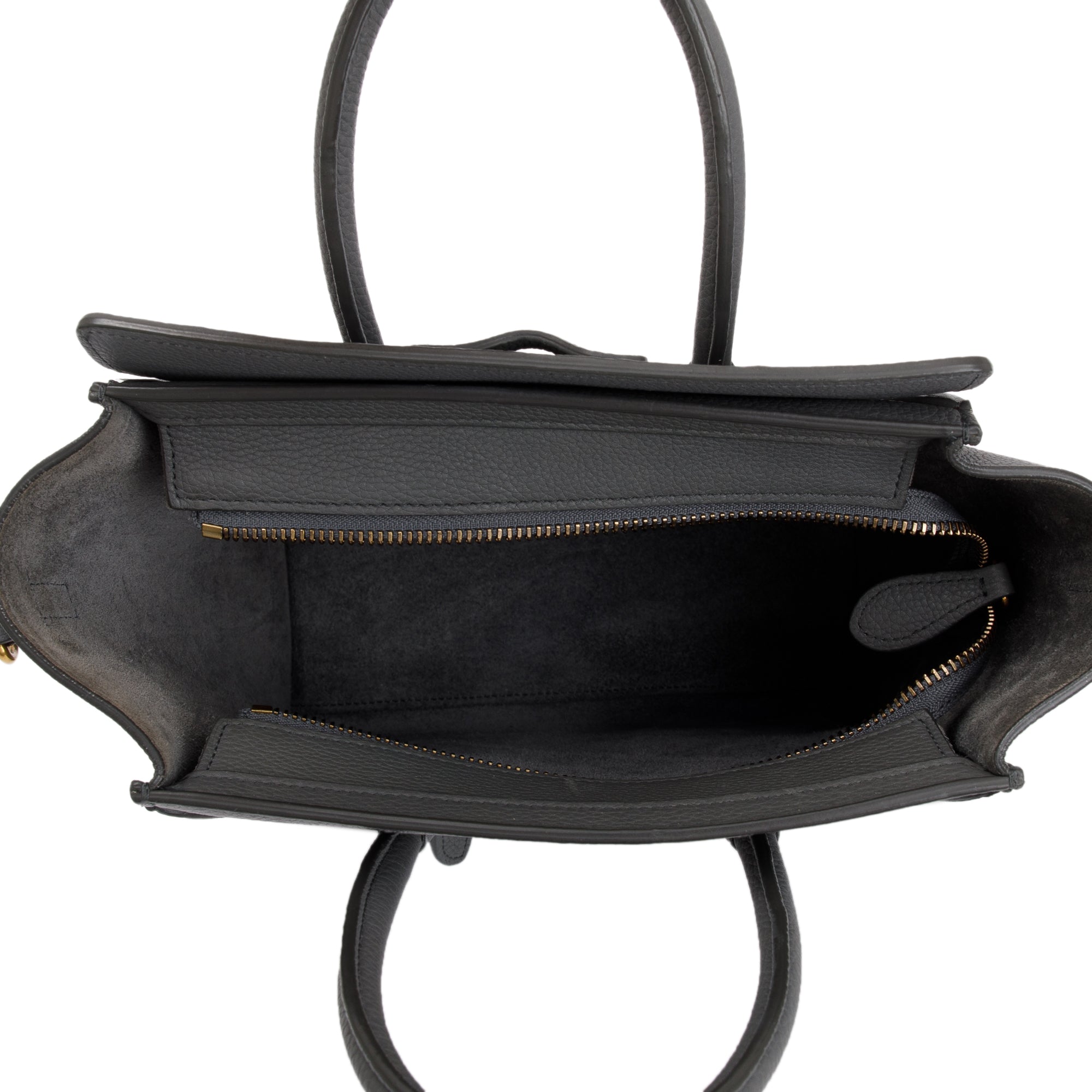 Celine Grey Calfskin Leather Nano Luggage Tote w/ Strap