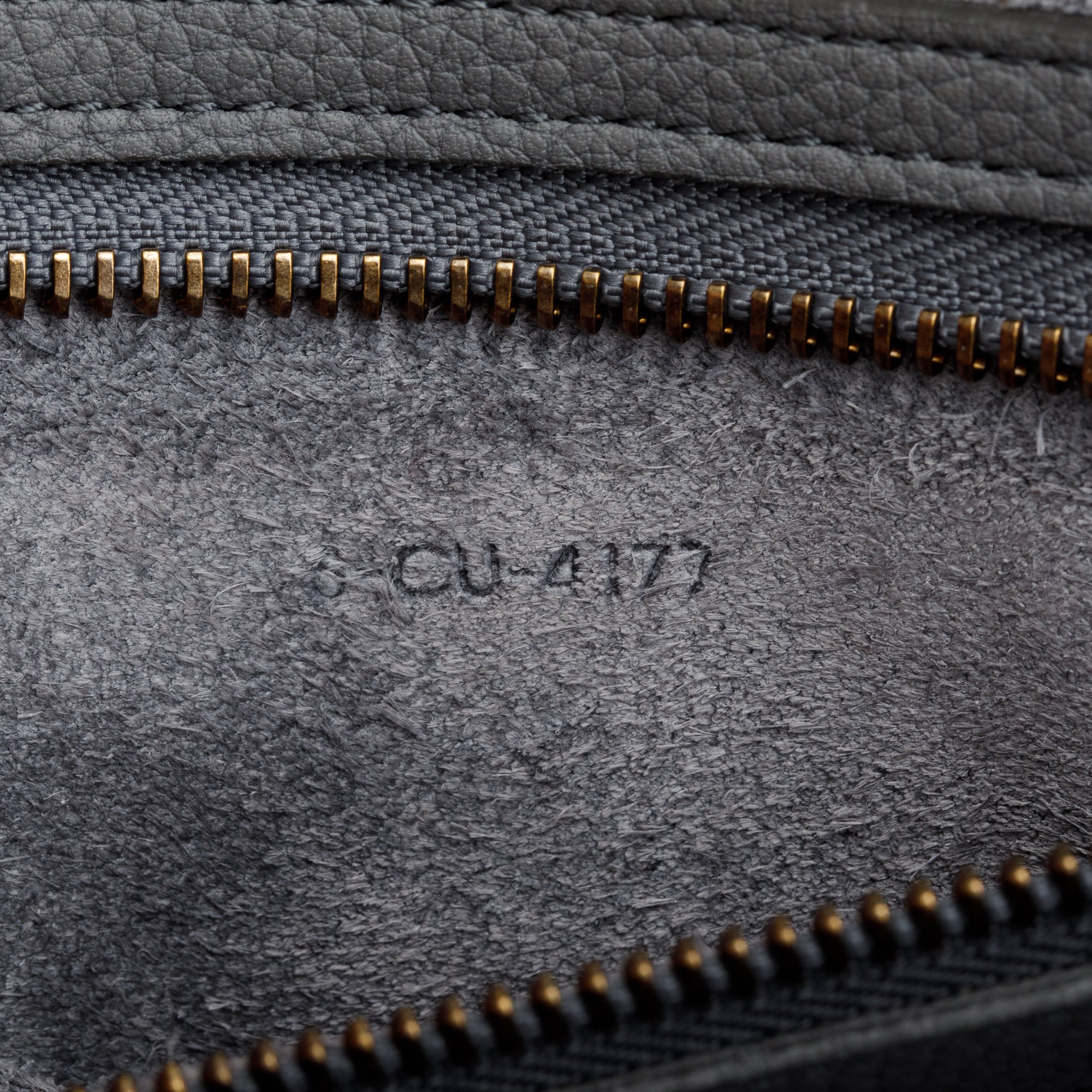 Celine Grey Drummed Calfskin Leather Mini Luggage Tote