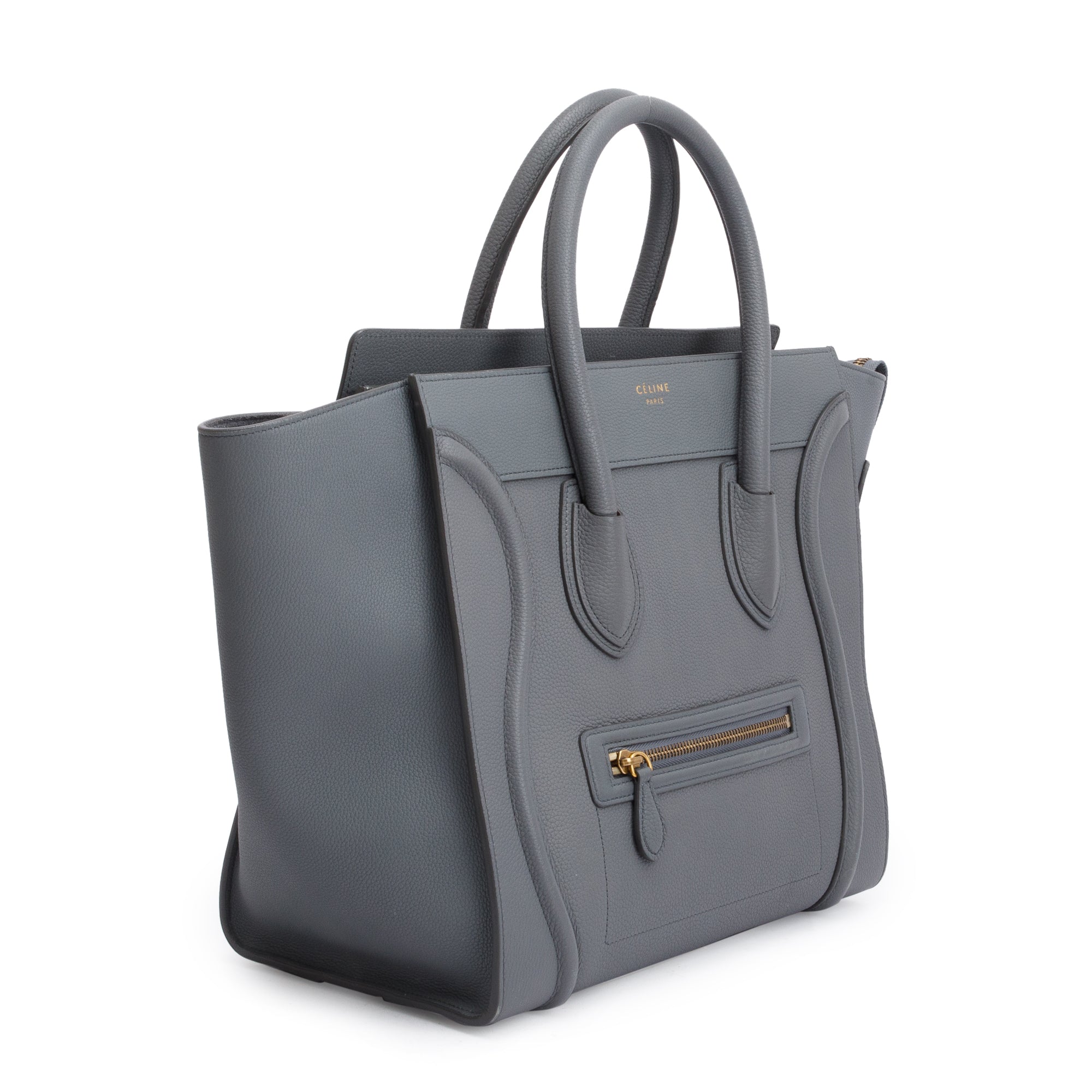 Celine Grey Drummed Calfskin Leather Mini Luggage Tote