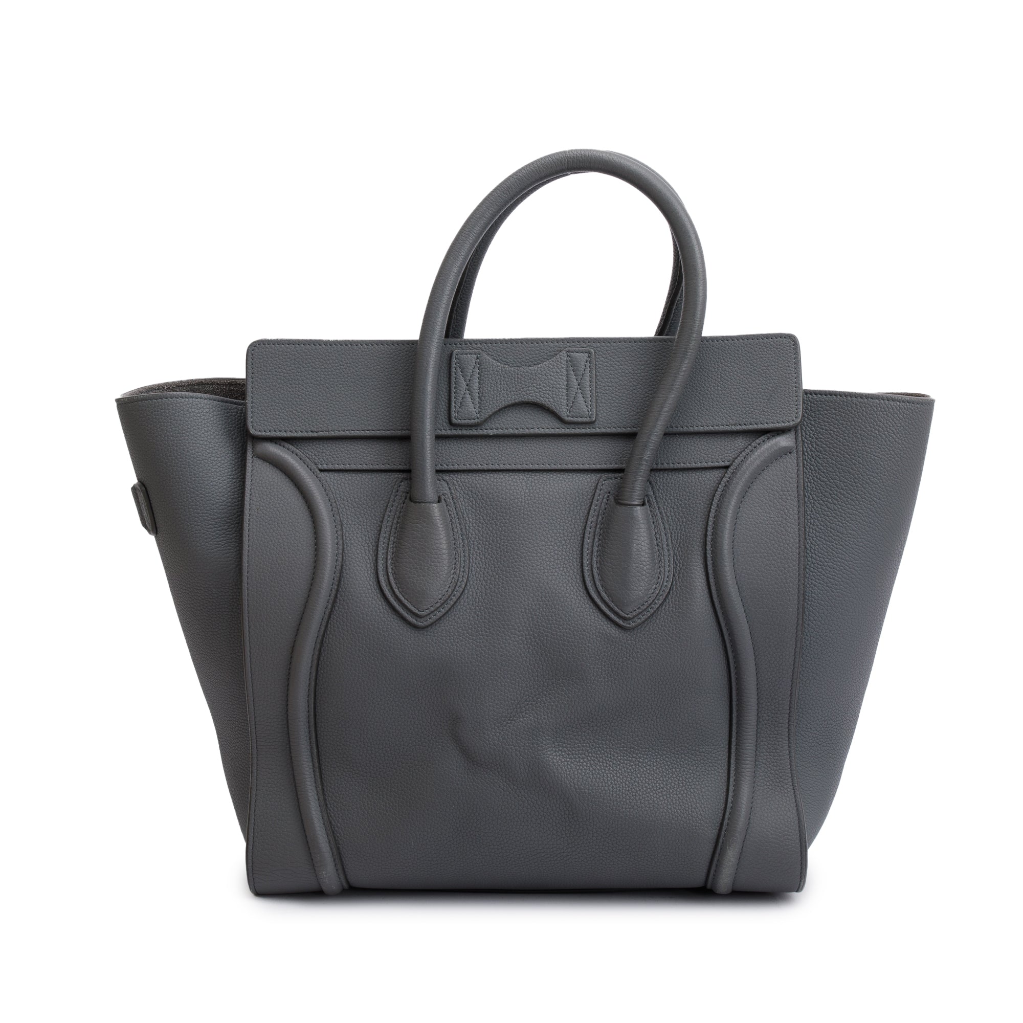 Celine Grey Drummed Calfskin Leather Mini Luggage Tote