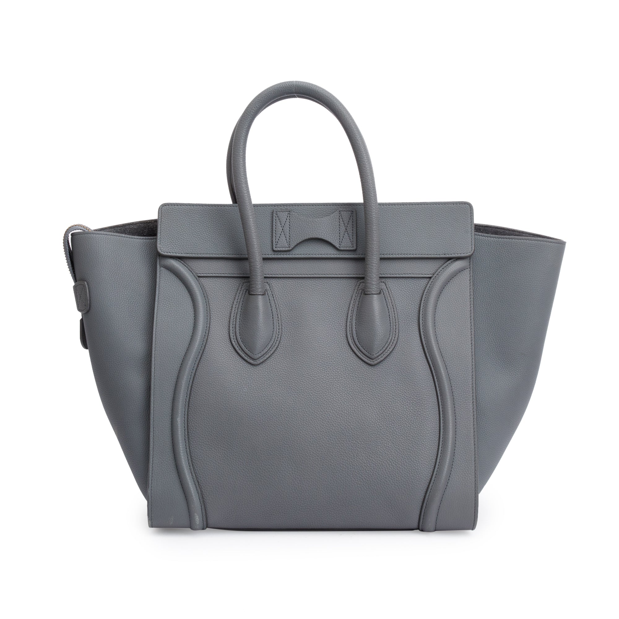 Celine Grey Drummed Calfskin Leather Mini Luggage Tote