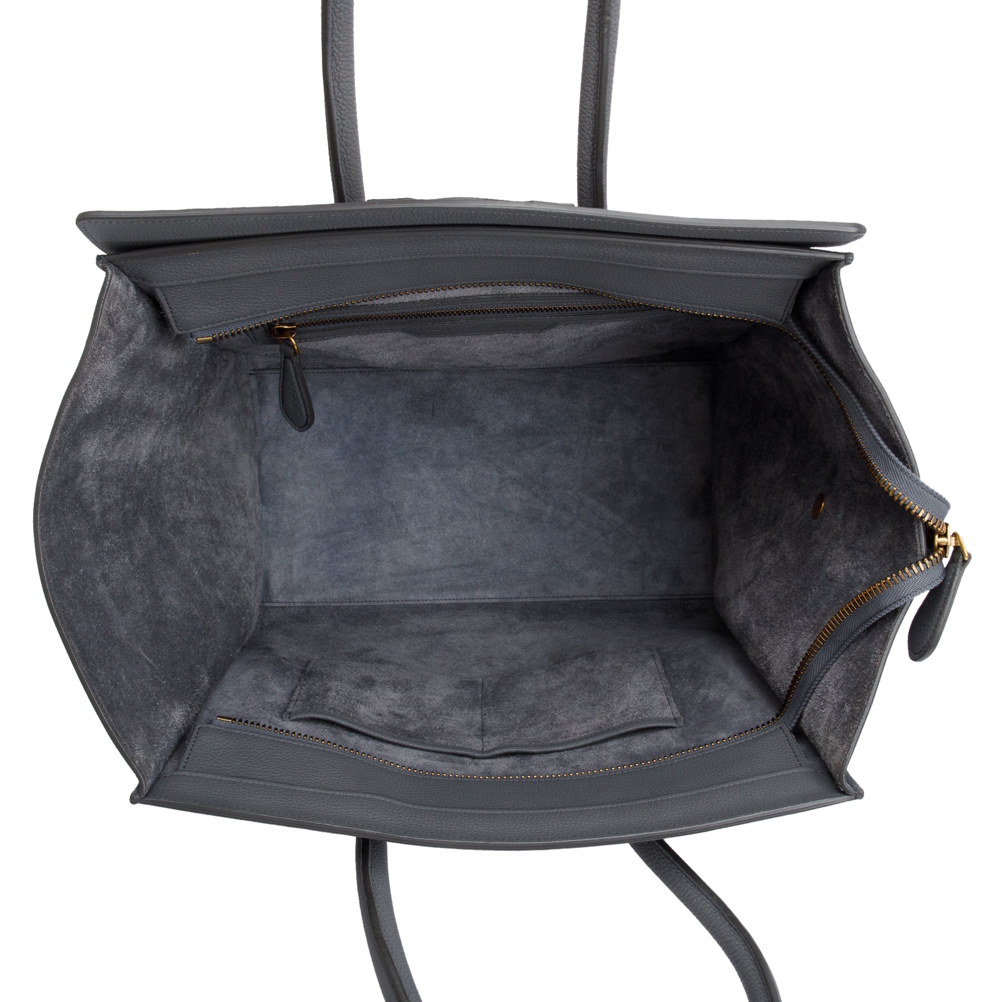 Celine Grey Drummed Calfskin Leather Mini Luggage Tote