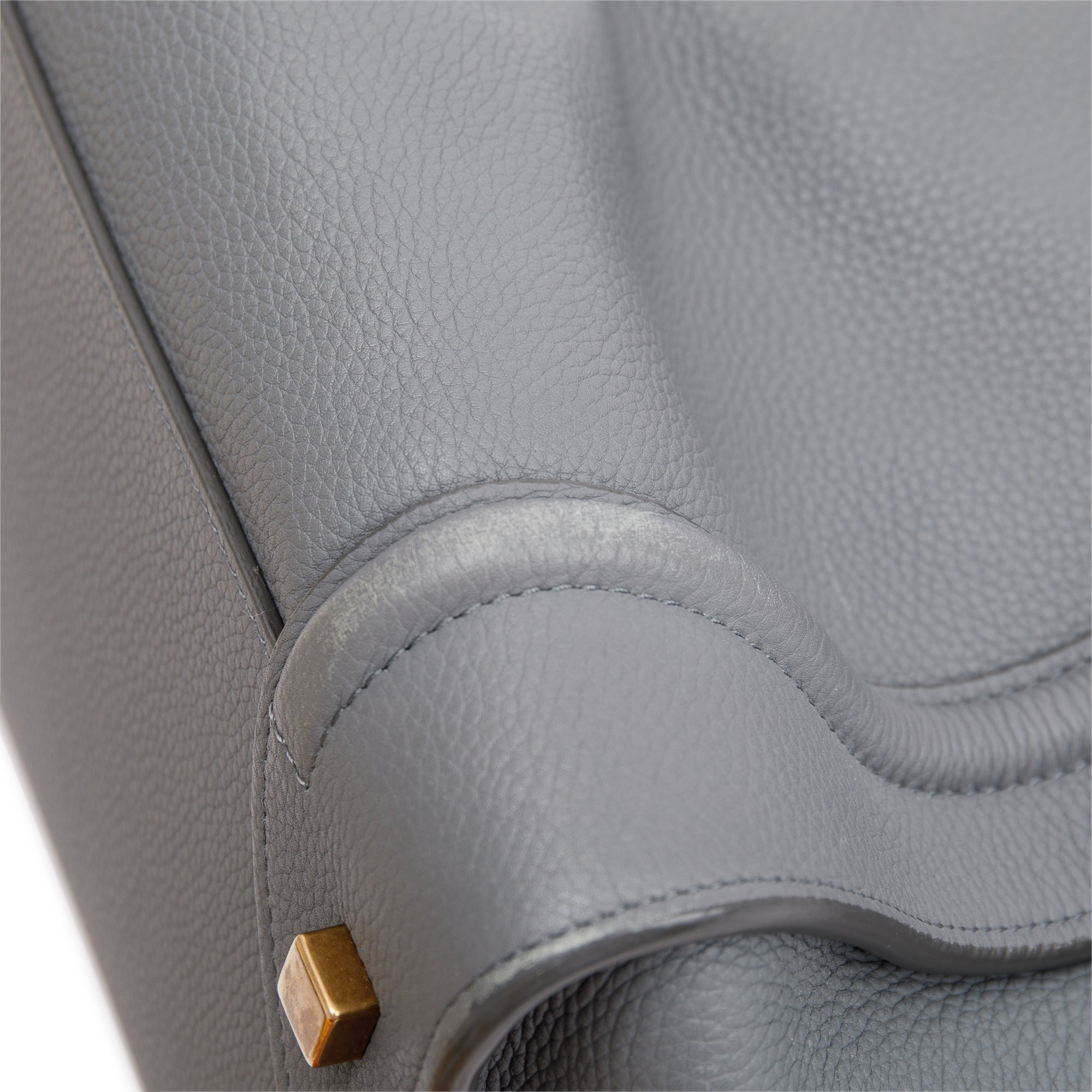 Celine Grey Drummed Calfskin Leather Mini Luggage Tote