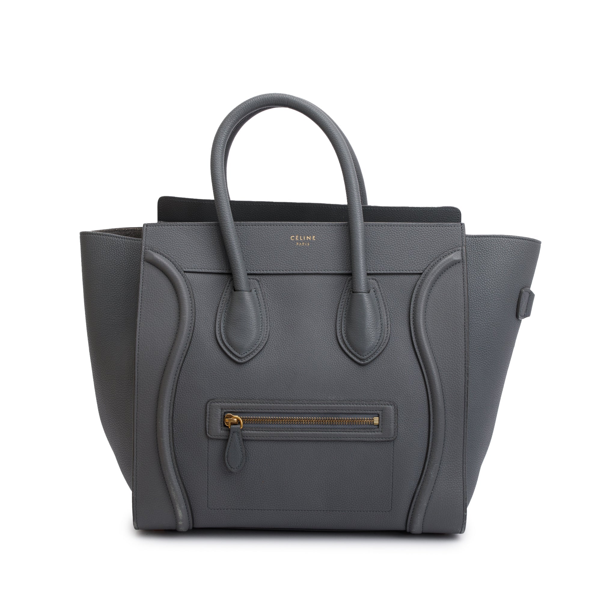 Celine Grey Drummed Calfskin Leather Mini Luggage Tote