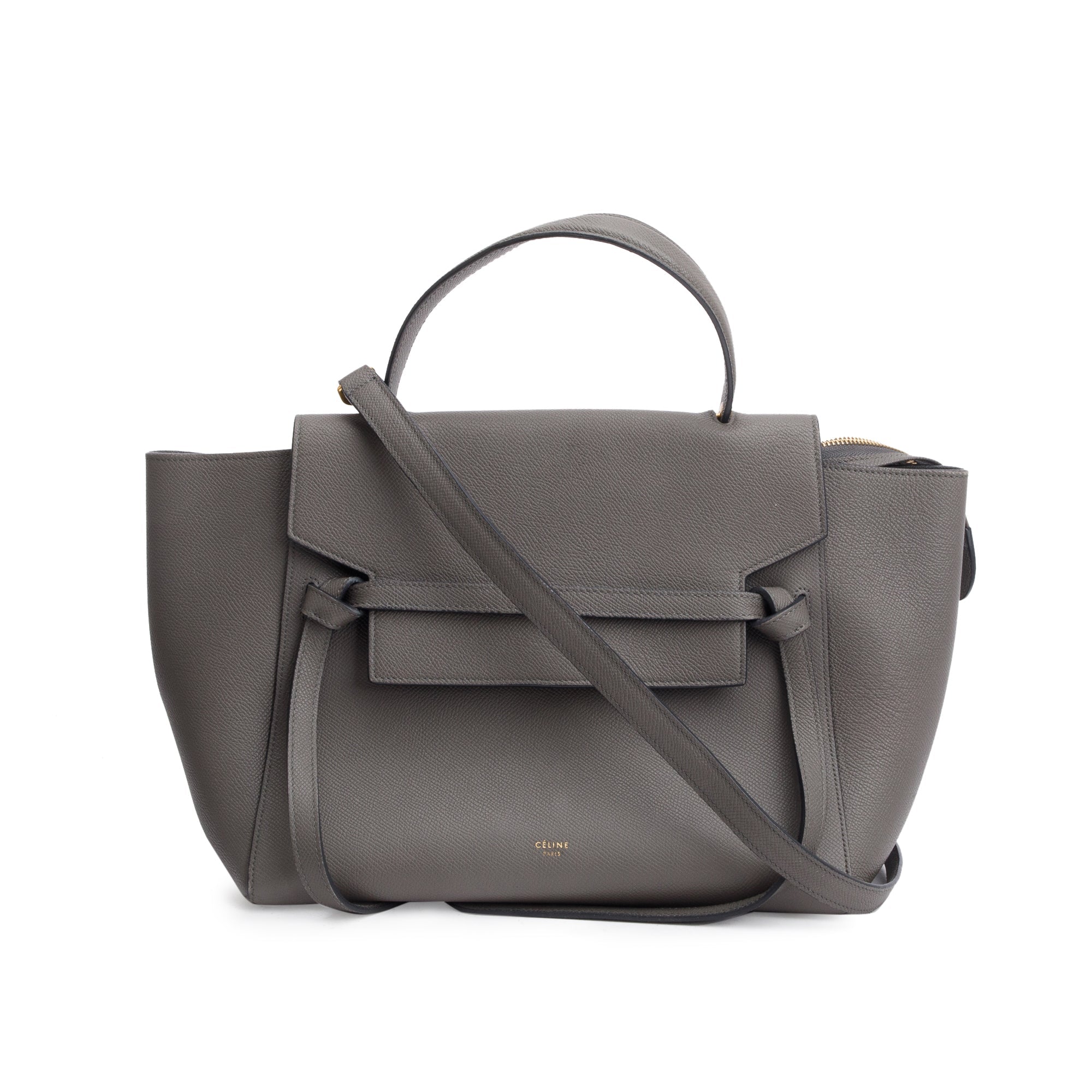 Celine Grey Grained Calfskin Leather Mini Belt Bag