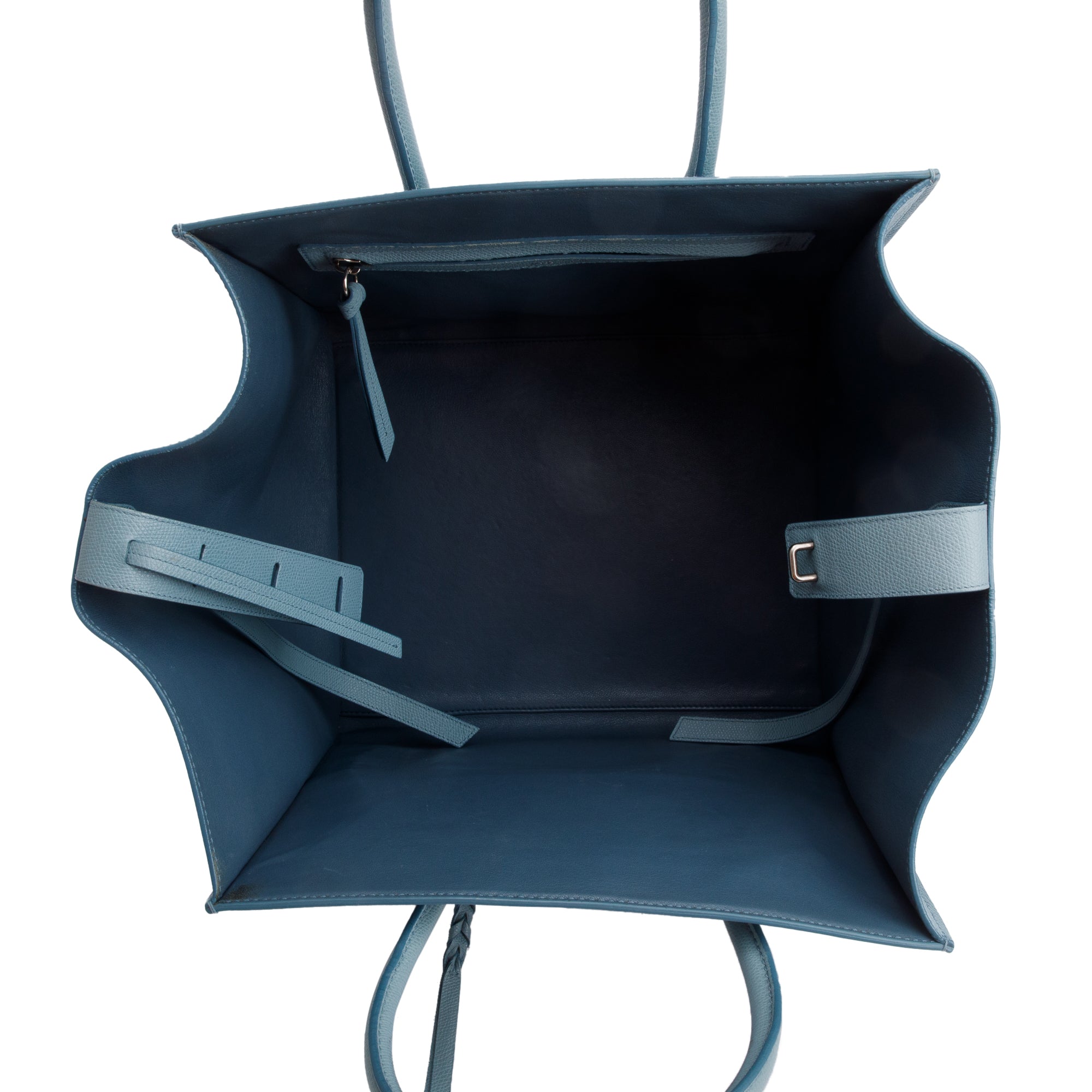 Celine Light Blue Drummed Calfskin Leather Mini Luggage Tote