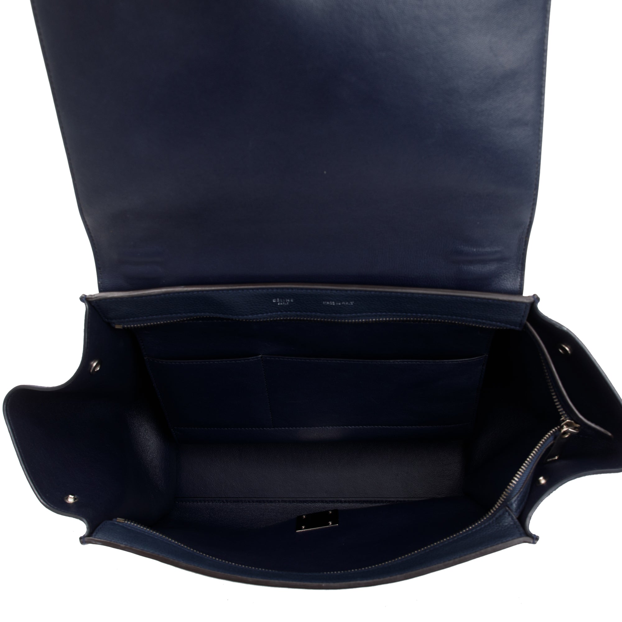 Celine Medium Navy Calfskin Suede Leather Trapeze Bag