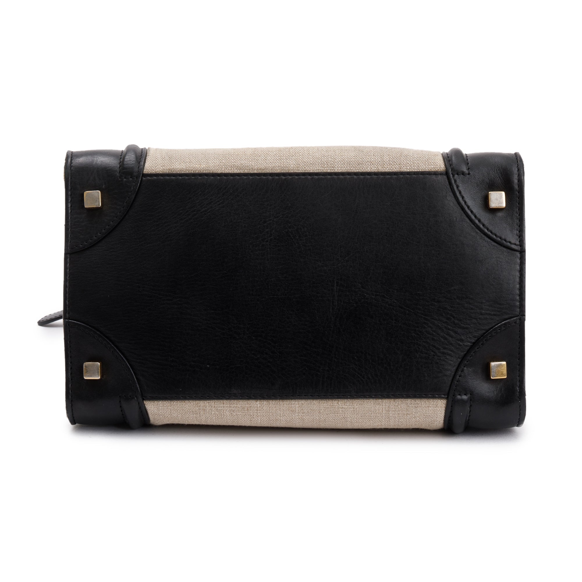 Celine Natural Canvas and Black & Navy Tricolour Calfskin Leather Mini Luggage Tote