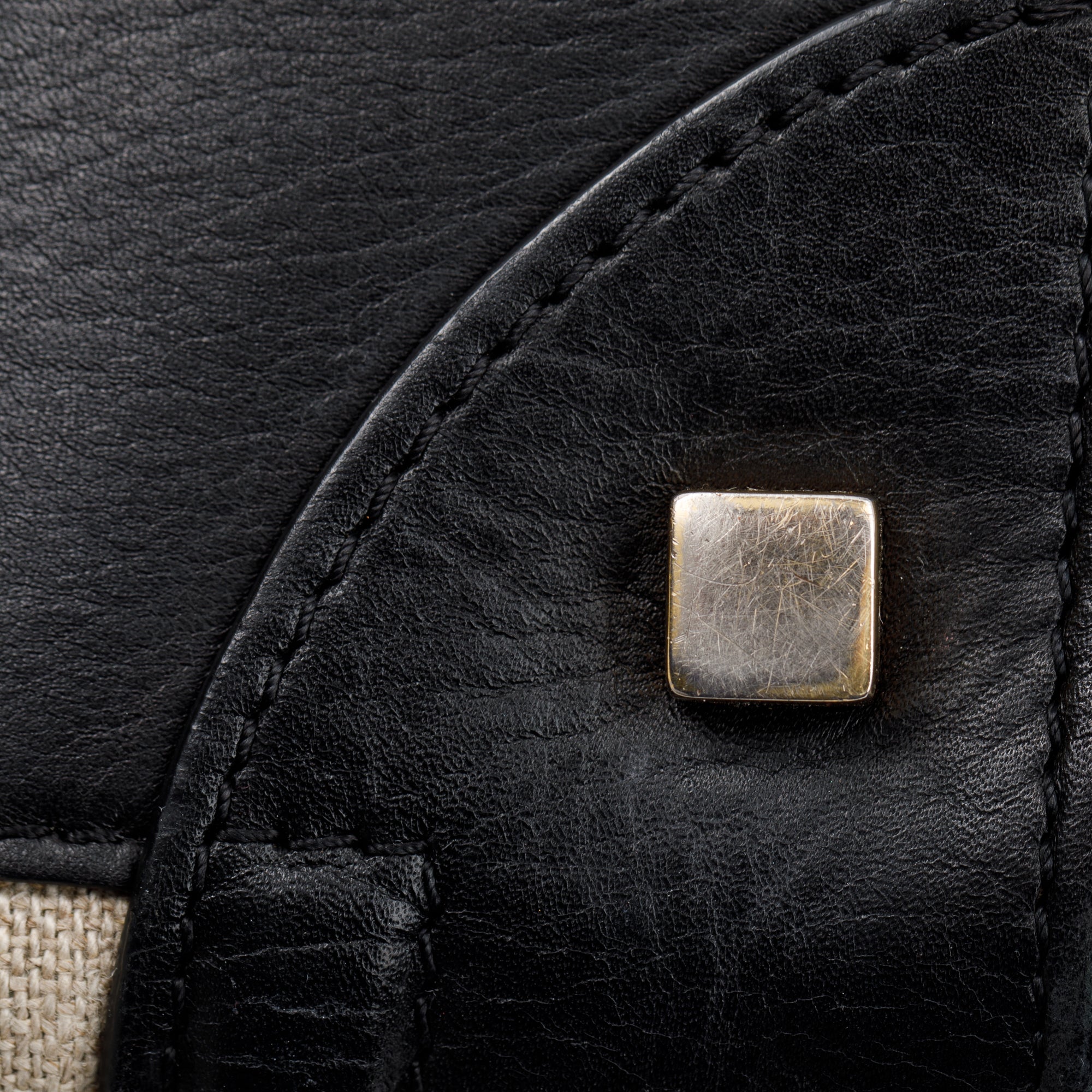 Celine Natural Canvas and Black & Navy Tricolour Calfskin Leather Mini Luggage Tote