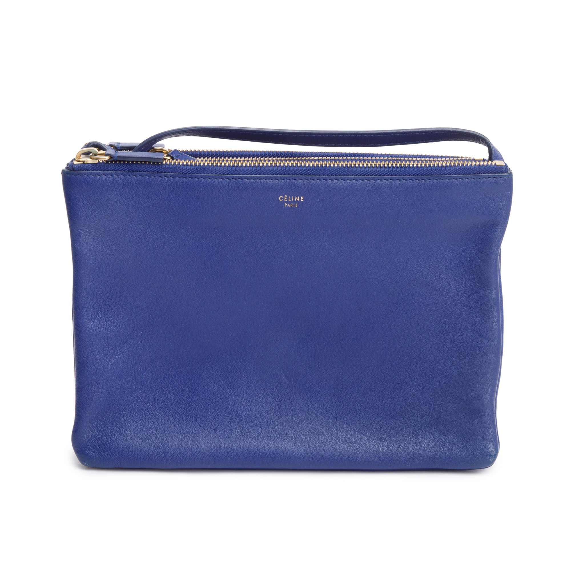 Celine Navy Blue Calfskin Leather Small Trio Crossbody Bag