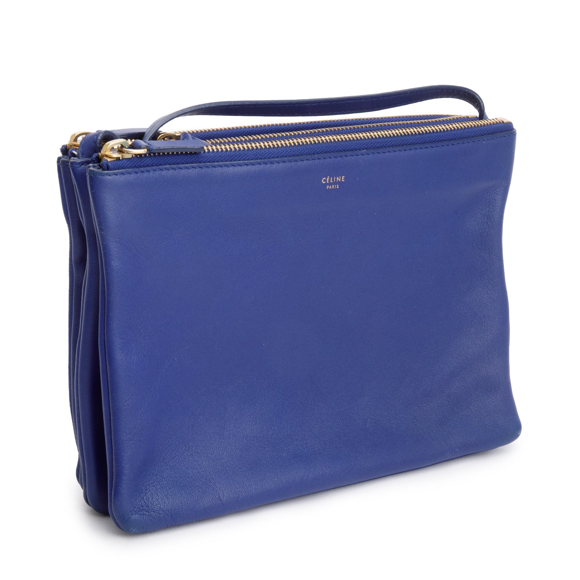 Celine Navy Blue Calfskin Leather Small Trio Crossbody Bag