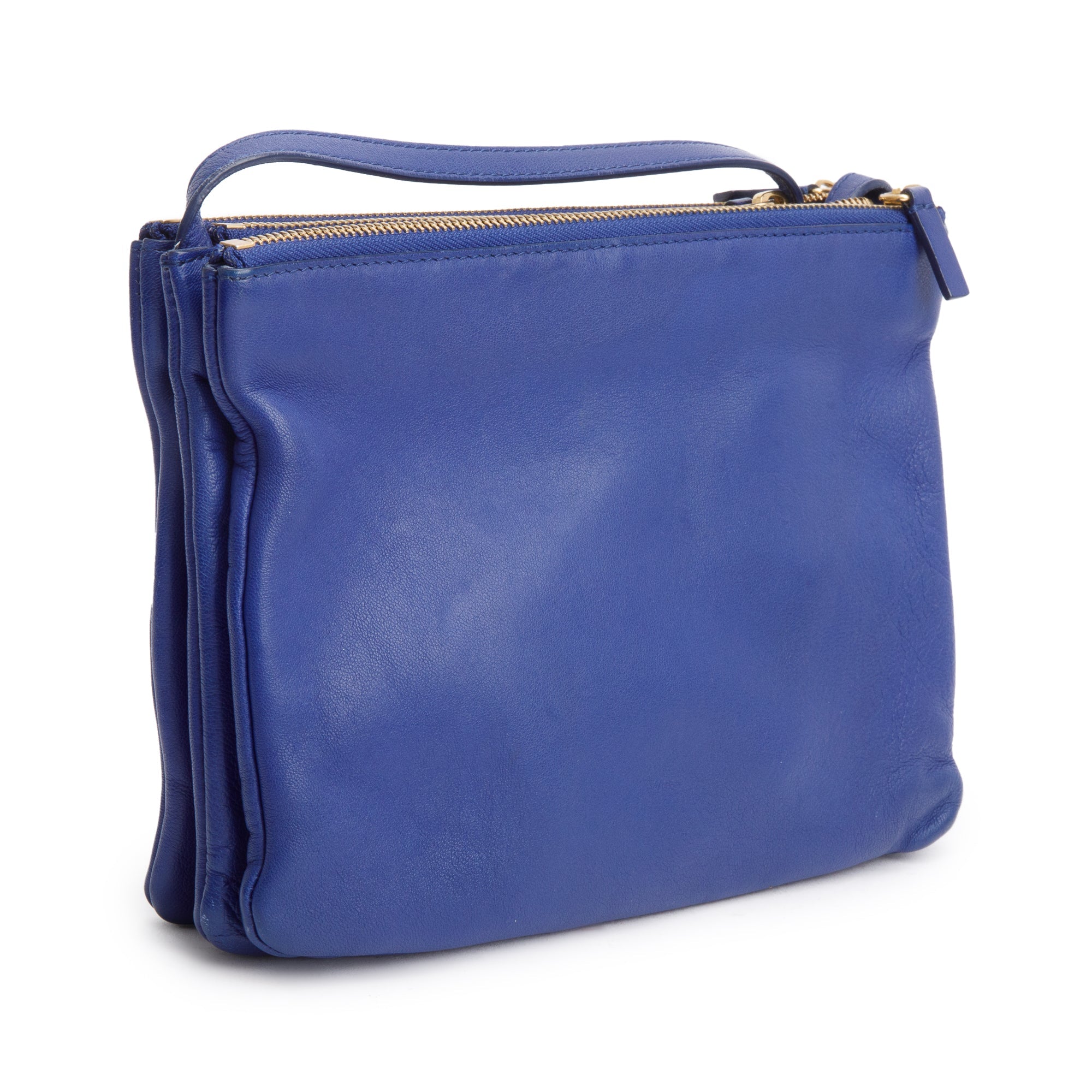 Celine Navy Blue Calfskin Leather Small Trio Crossbody Bag