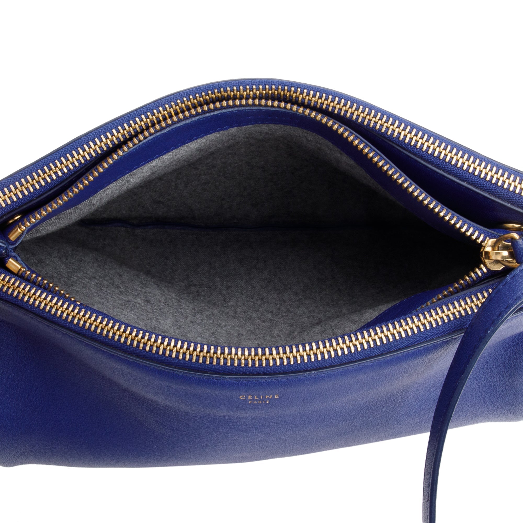 Celine Navy Blue Calfskin Leather Small Trio Crossbody Bag