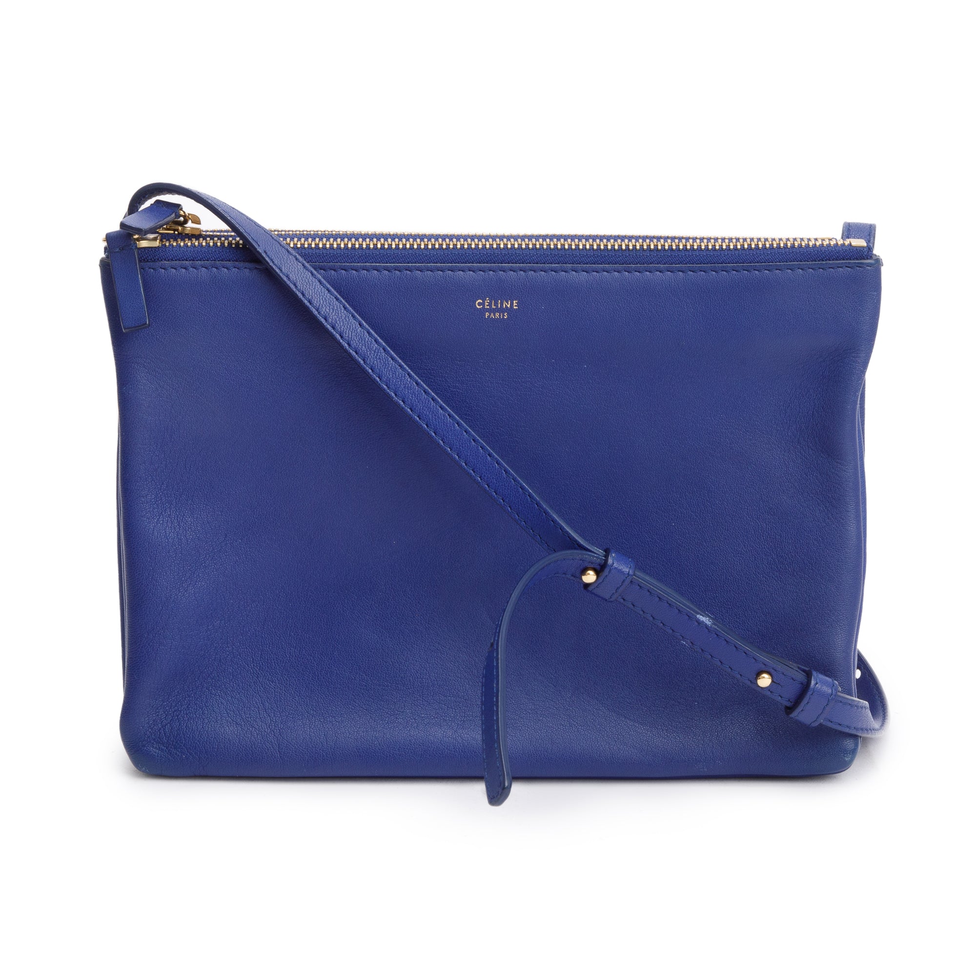 Celine Navy Blue Calfskin Leather Small Trio Crossbody Bag