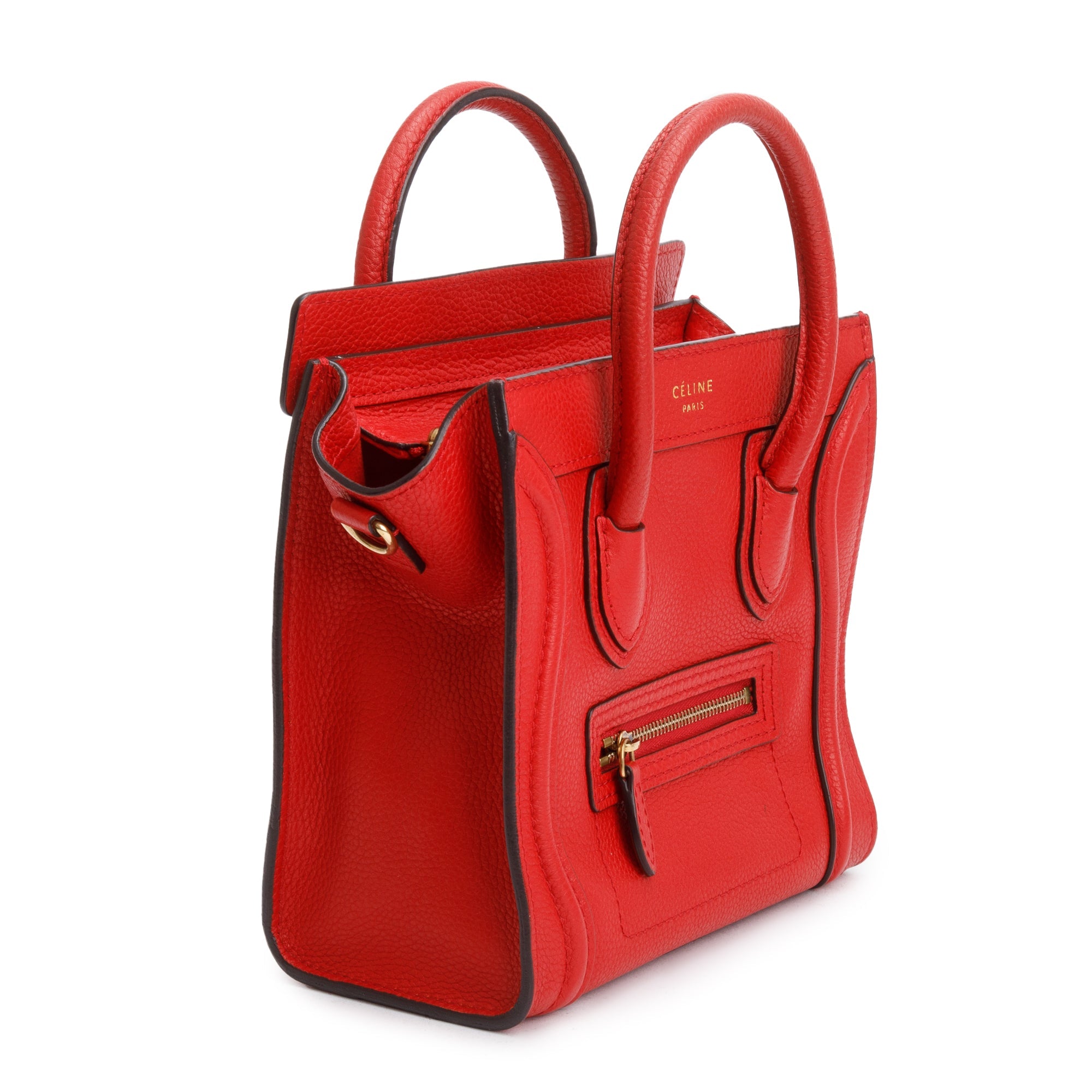 Celine Red Calfskin Leather Nano Luggage Tote