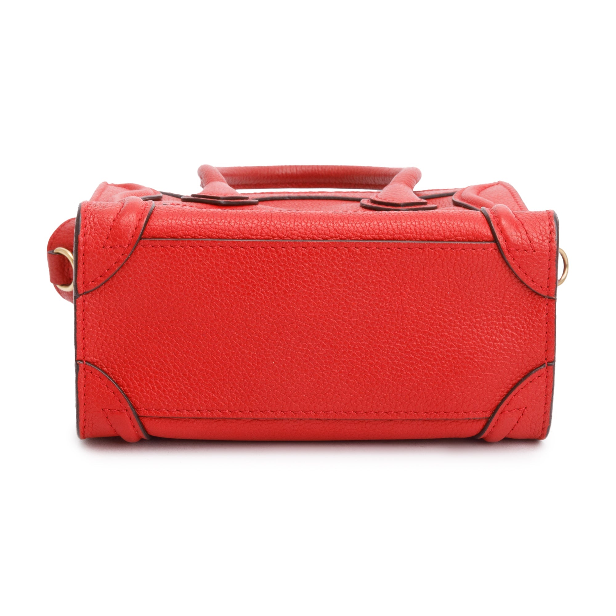 Celine Red Calfskin Leather Nano Luggage Tote