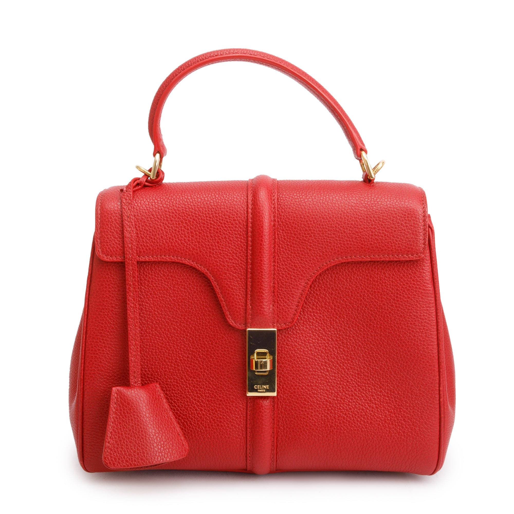 Celine Red Calfskin Leather Small 16 Bag w/ Strap