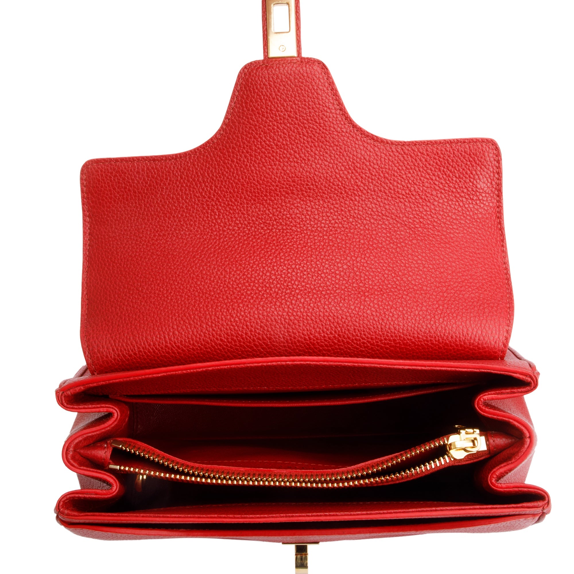 Celine Red Calfskin Leather Small 16 Bag w/ Strap