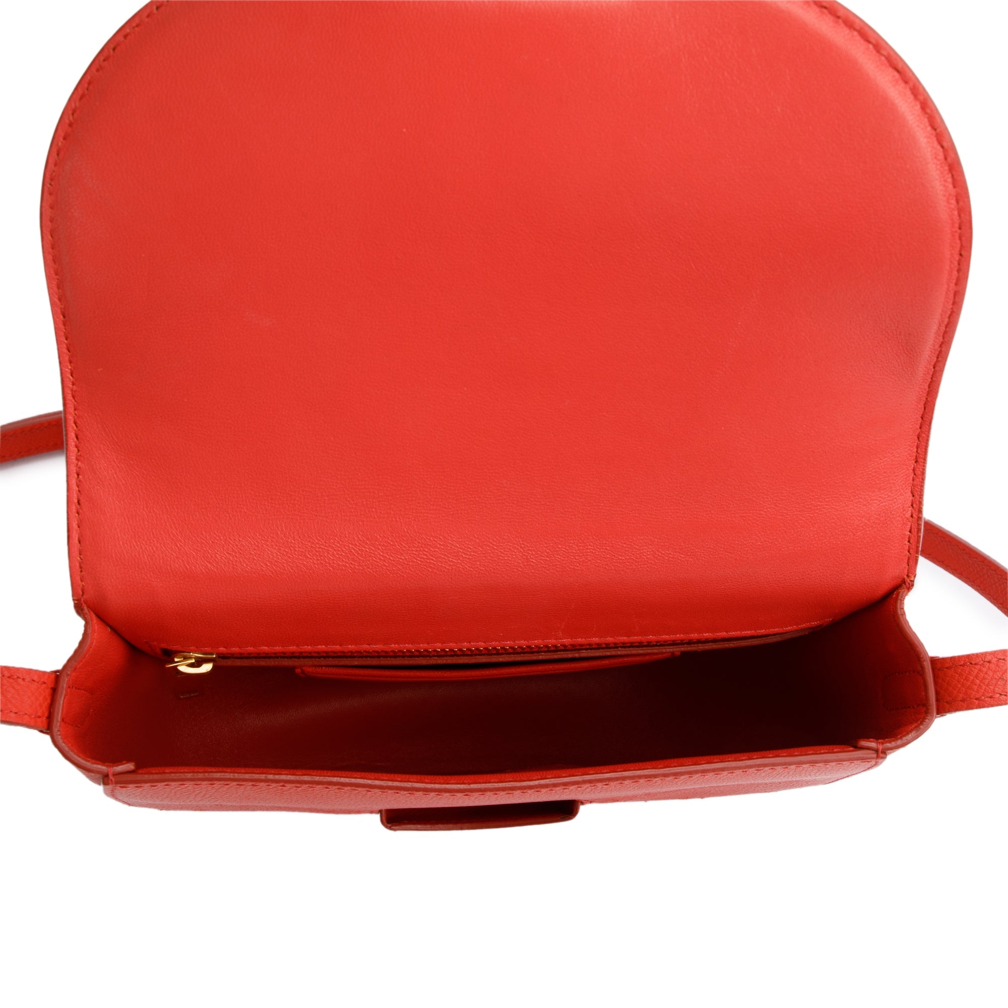 Celine Red Grained Leather Small Trotteur Crossbody Bag