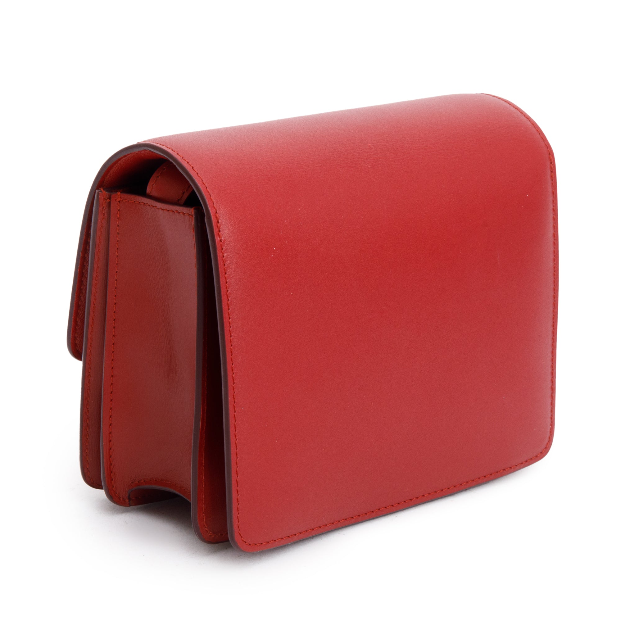 Celine Red Smooth Calfskin Small Classic Box Flap Bag