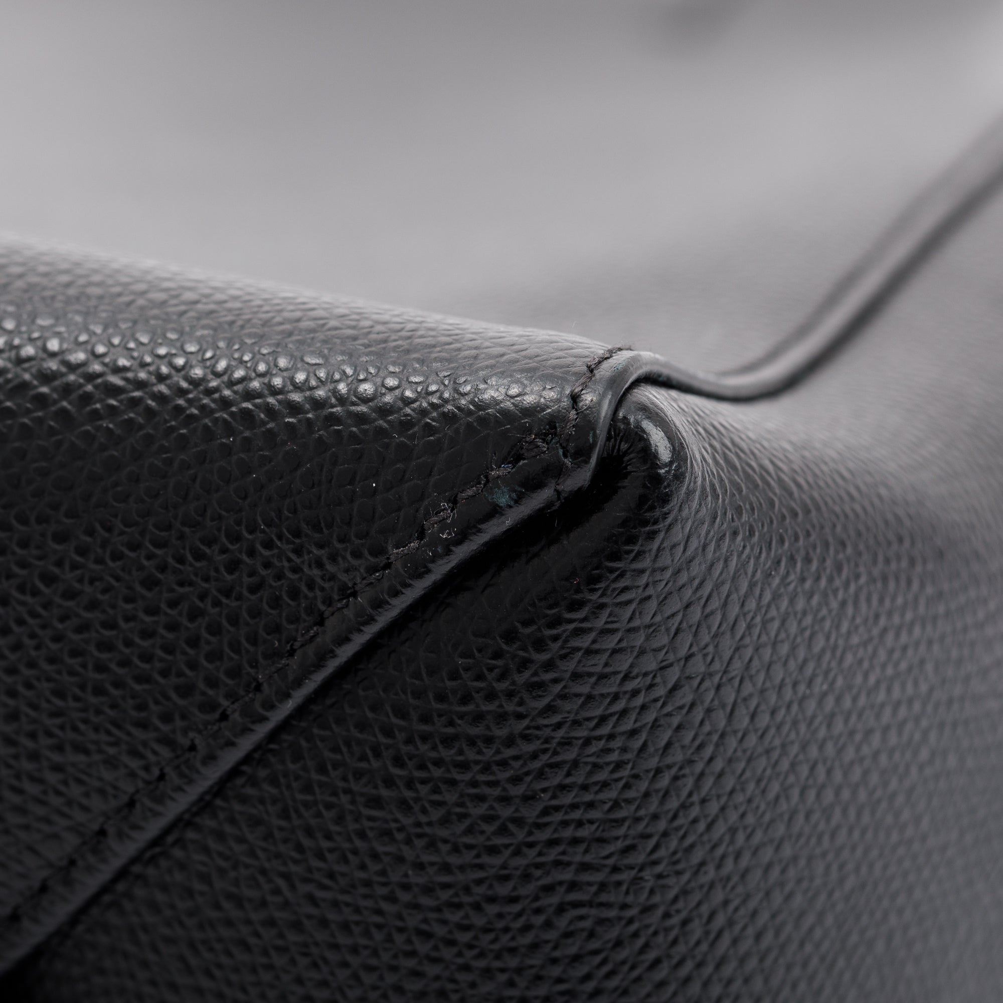 Celine Small Black Grained Calfskin Leather Vertical Cabas Tote w/ Strap