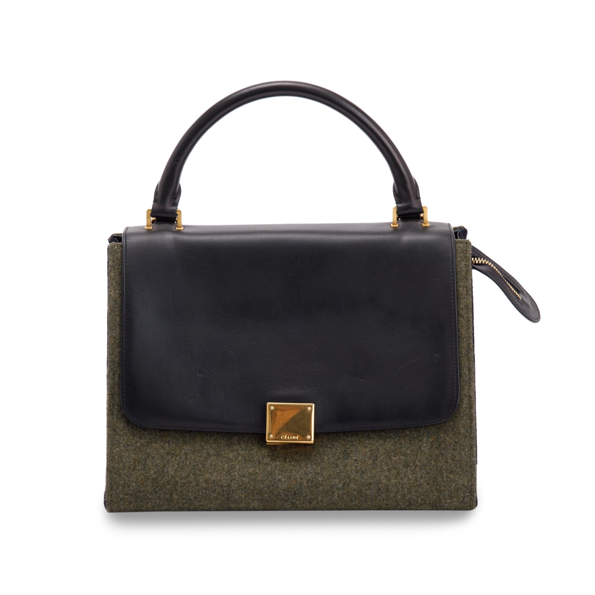 Celine Small Tricolour Wool Trapeze Bag