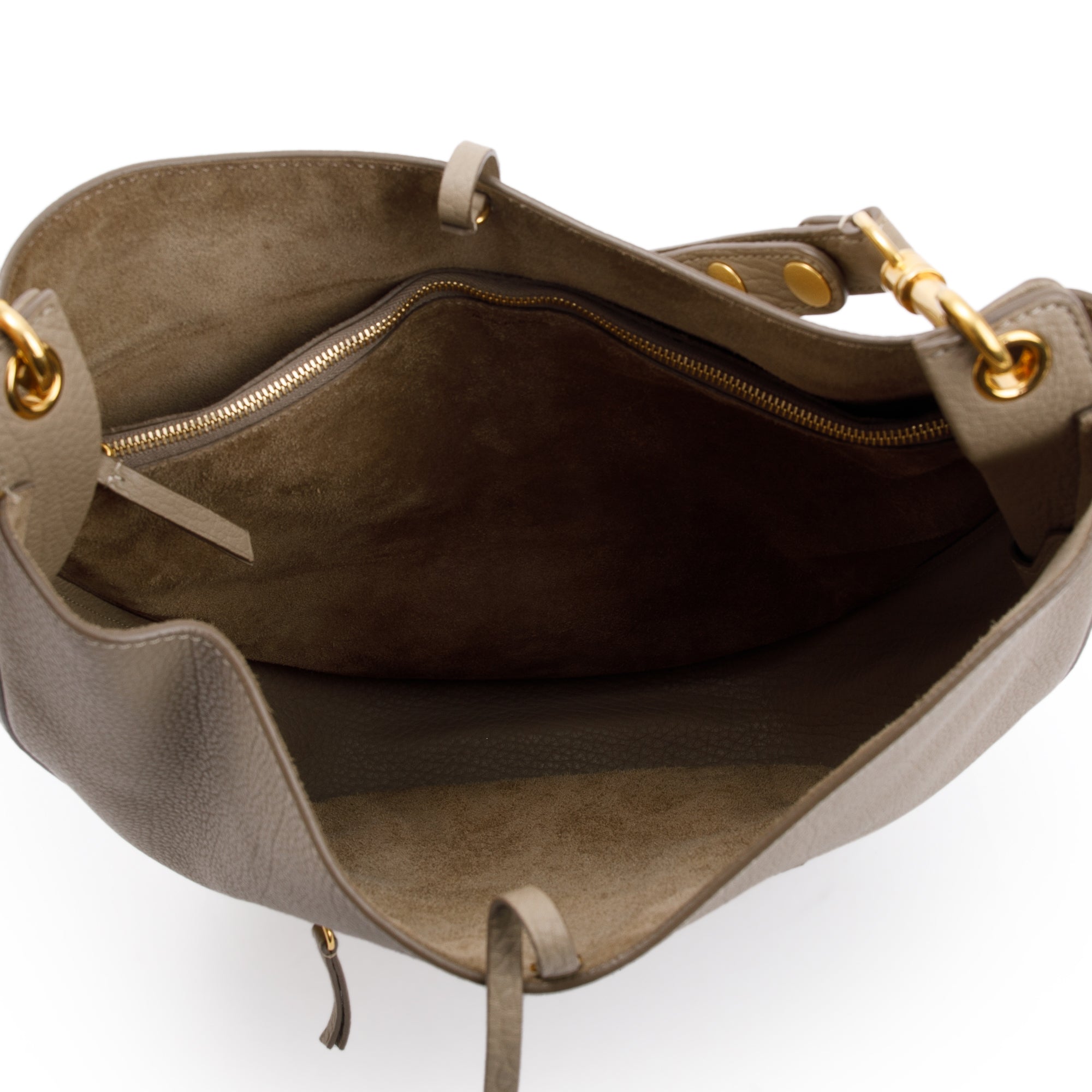 Celine Taupe Leather Medium Zip Hobo Bag