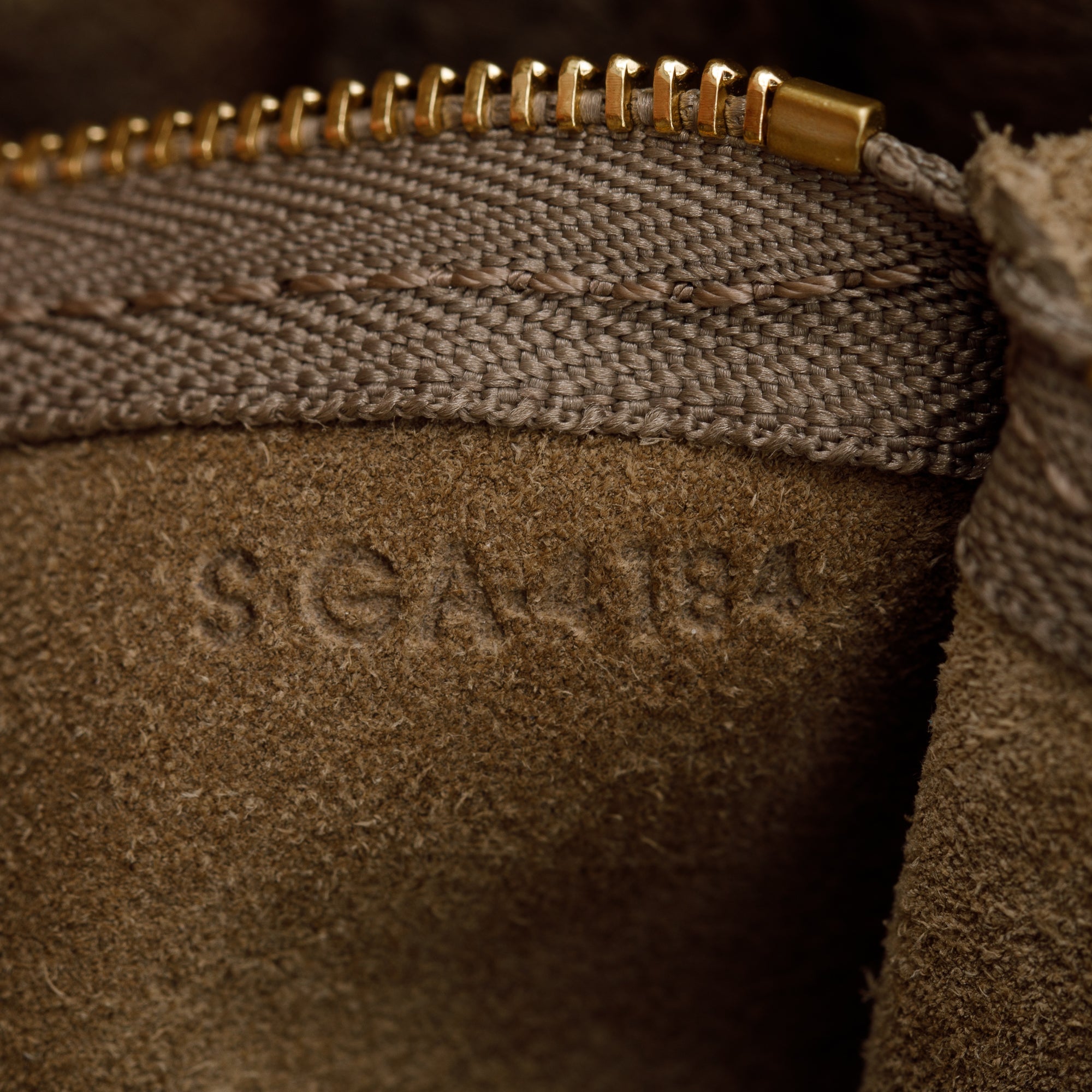 Celine Taupe Leather Medium Zip Hobo Bag