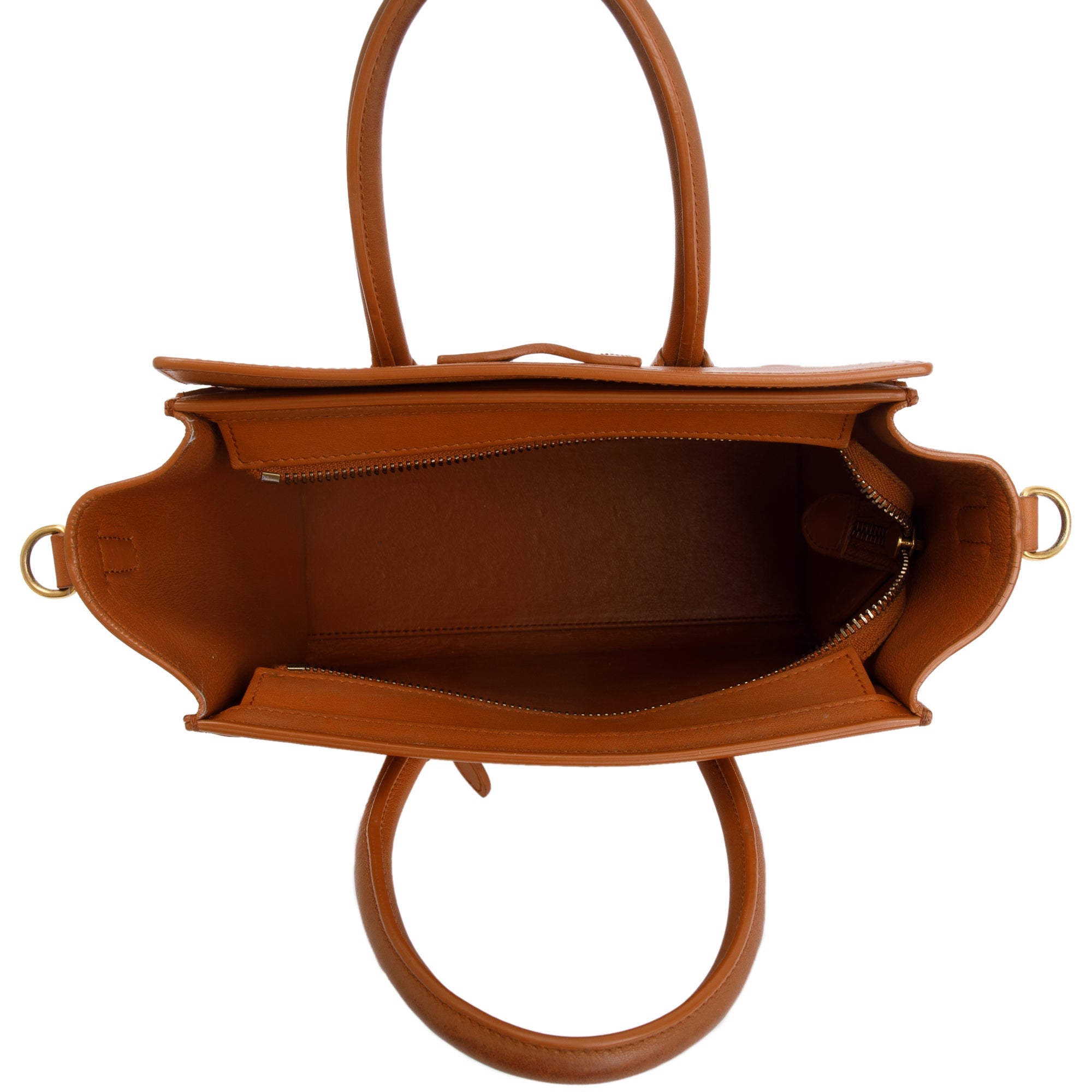 Celine Terracotta Smooth Calfskin Leather Nano Luggage Tote w/ Strap