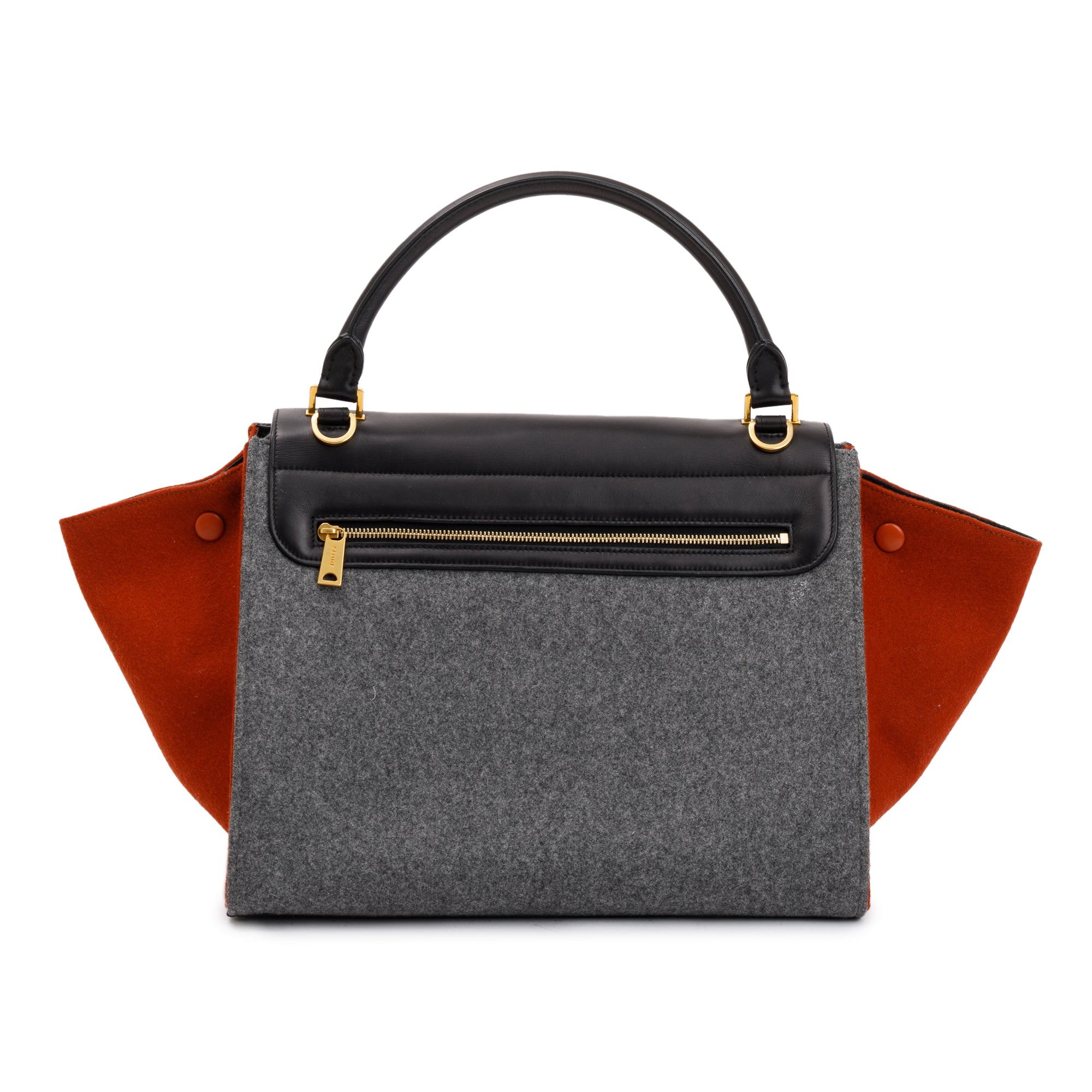 Celine Tricolor Calfskin Leather and Felt Medium Trapeze Bag w/ Strap