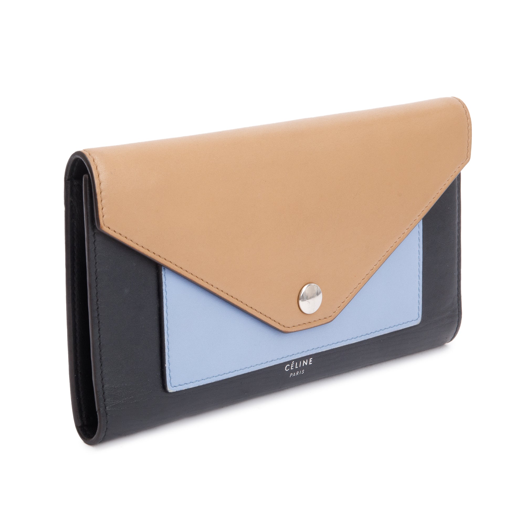 Celine Tricolour Leather Pocket Envelope Wallet