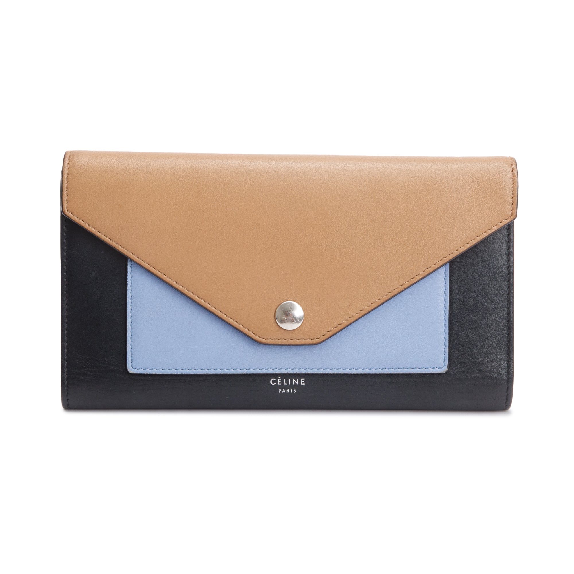 Celine Tricolour Leather Pocket Envelope Wallet