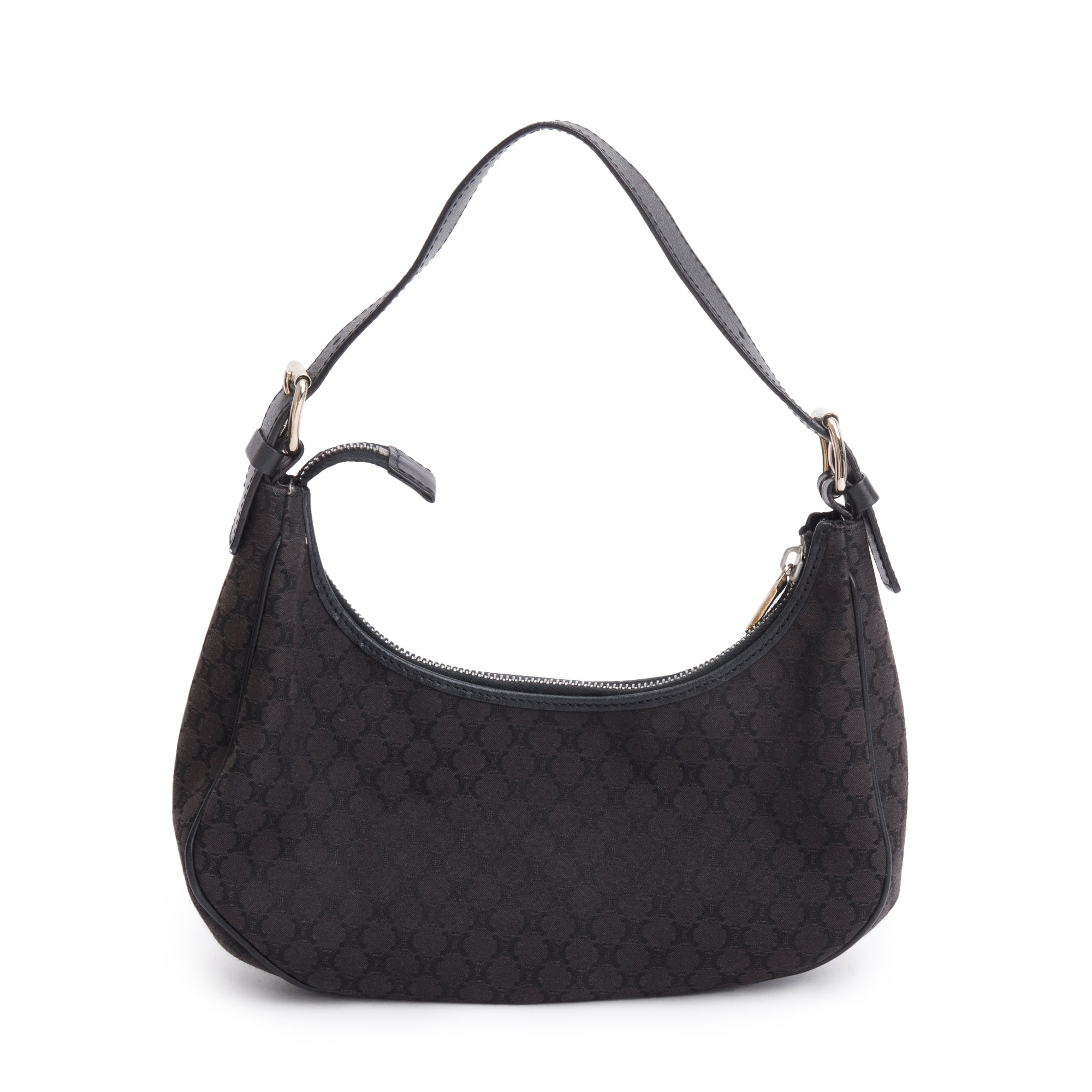Celine Vintage Black Triomphe Canvas Ava Shoulder Bag