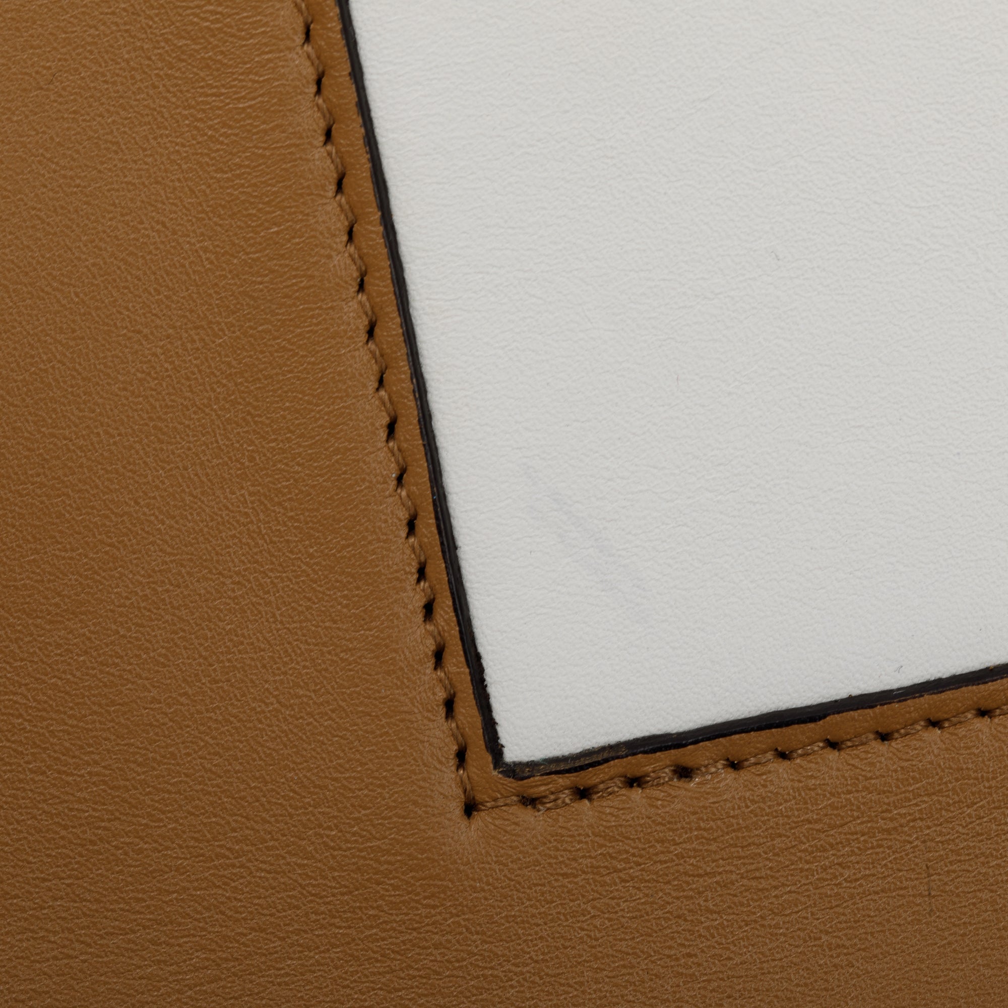 Celine White/Tan Smooth Calfskin Leather Medium Frame Shoulder Bag