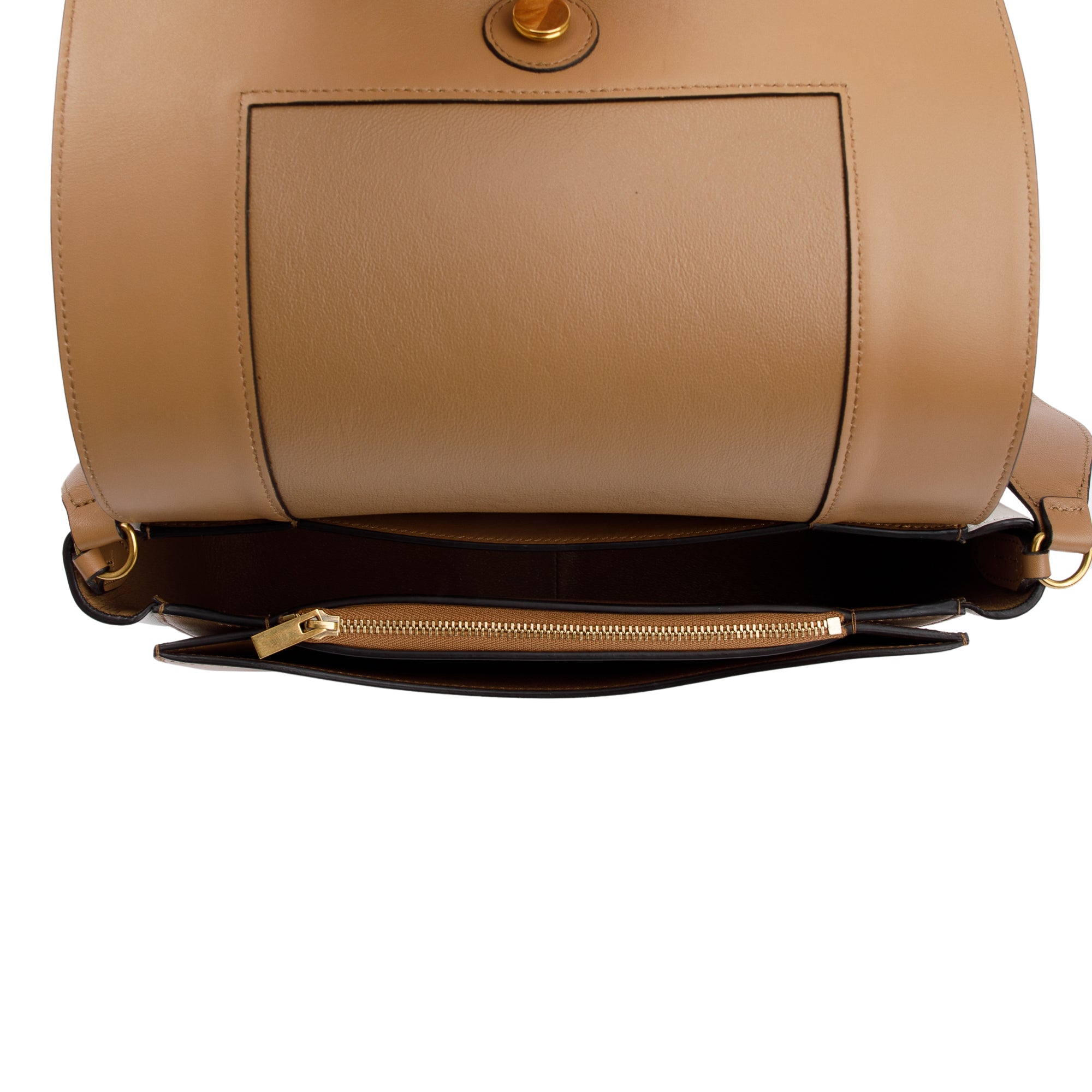 Celine White/Tan Smooth Calfskin Leather Medium Frame Shoulder Bag