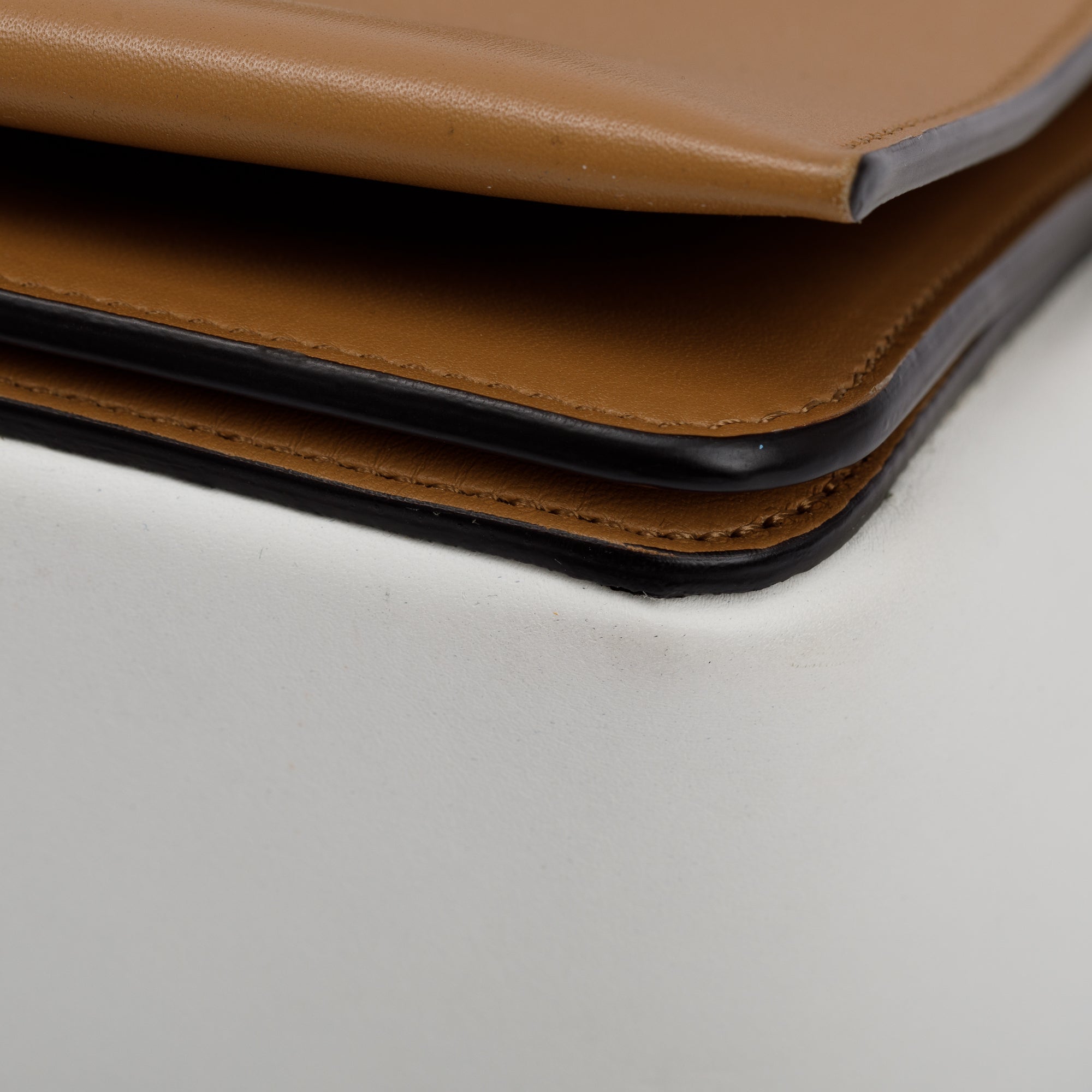 Celine White/Tan Smooth Calfskin Leather Medium Frame Shoulder Bag