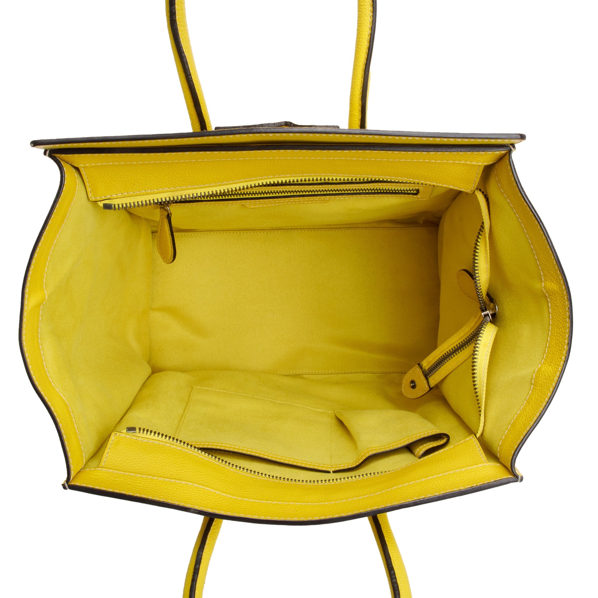 Celine Yellow Drummed Calfskin Leather Mini Luggage Tote