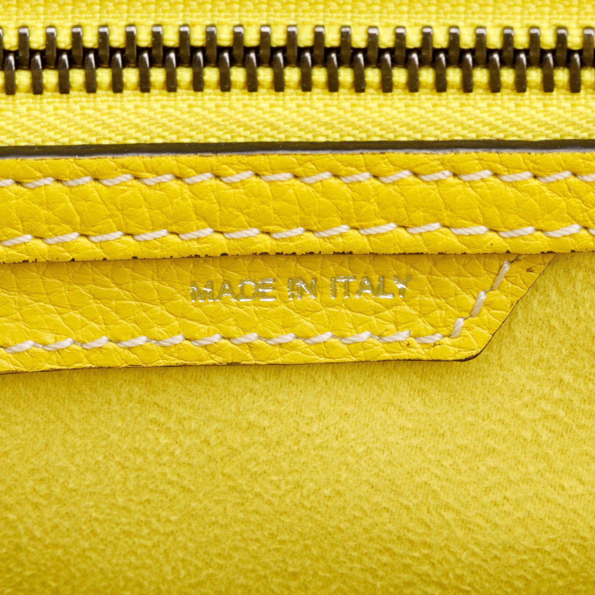 Celine Yellow Drummed Calfskin Leather Mini Luggage Tote