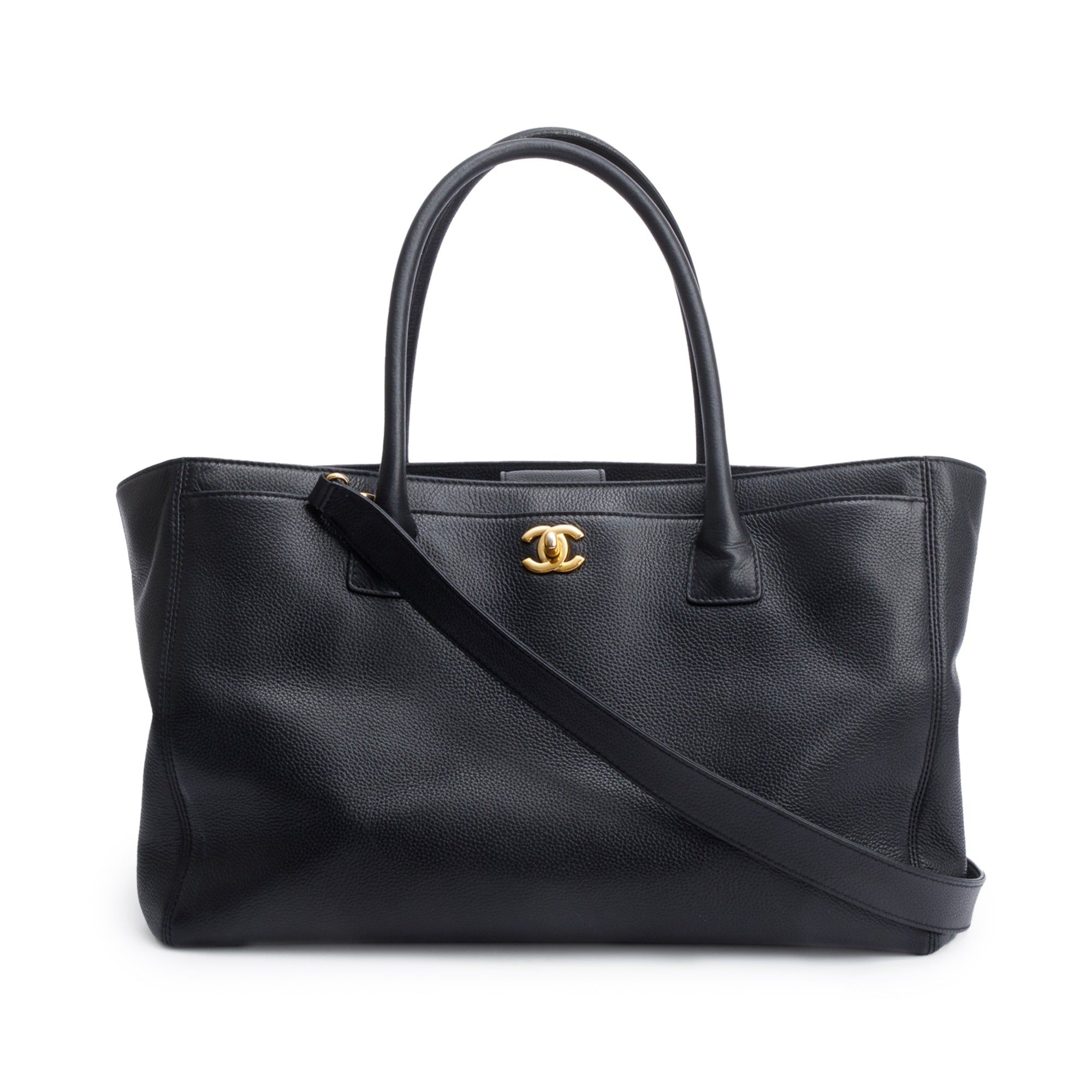 Chanel Black Caviar Leather Medium Executive Cerf Tote w/ Strap