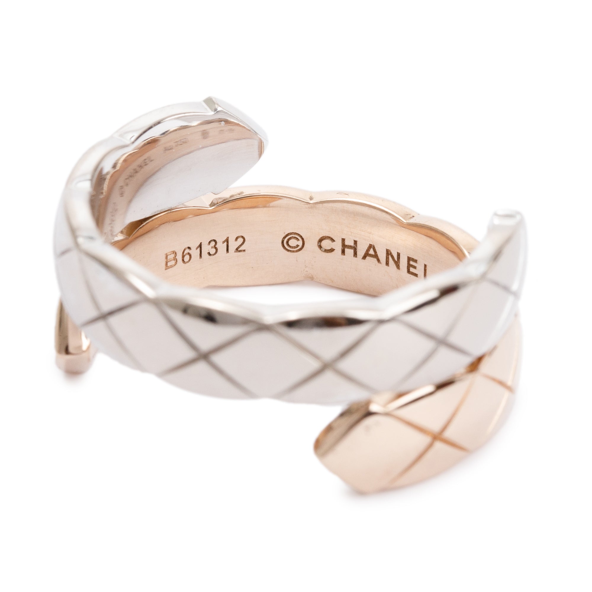 Chanel 18k White & Beige Gold Diamond Coco Crush Toi Et Moii Ring, Size 55 7.25 w/ Box