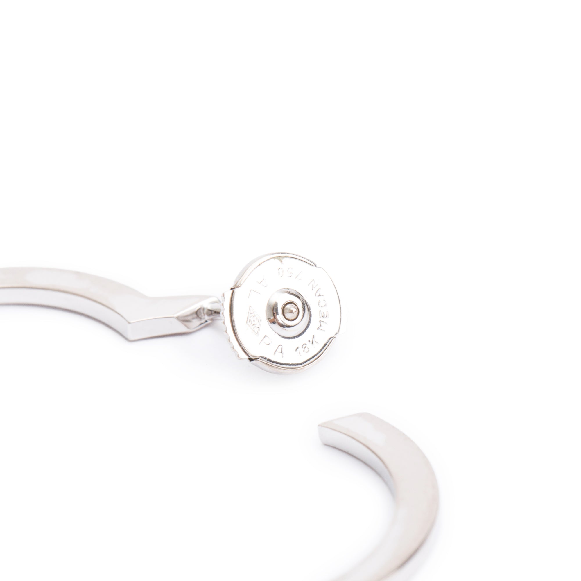 Chanel 18k White Gold Large Profil de Camelia Hoop Earrings