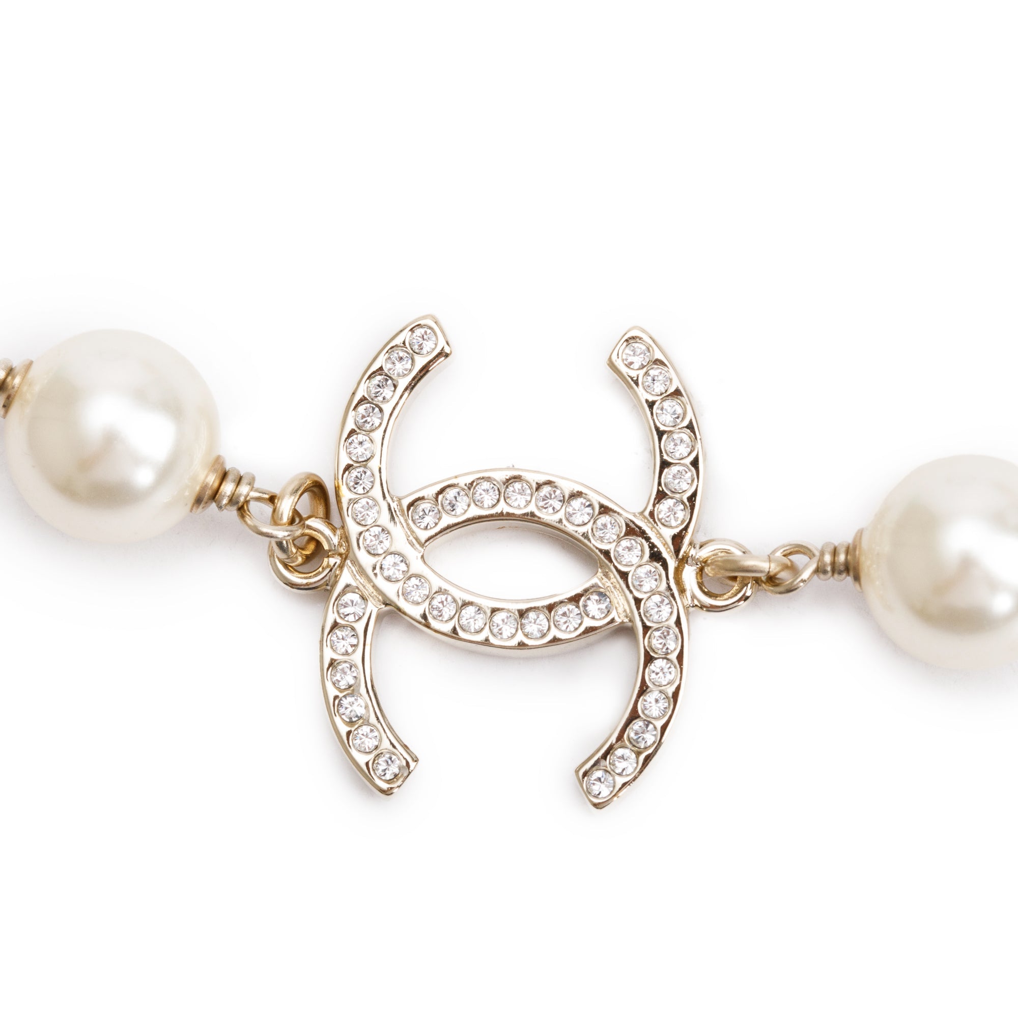 Chanel 2019 Gold-Plated Faux Pearl & Strass Star, Heart, No.5 Charm CC Long Necklace w/ Pouch