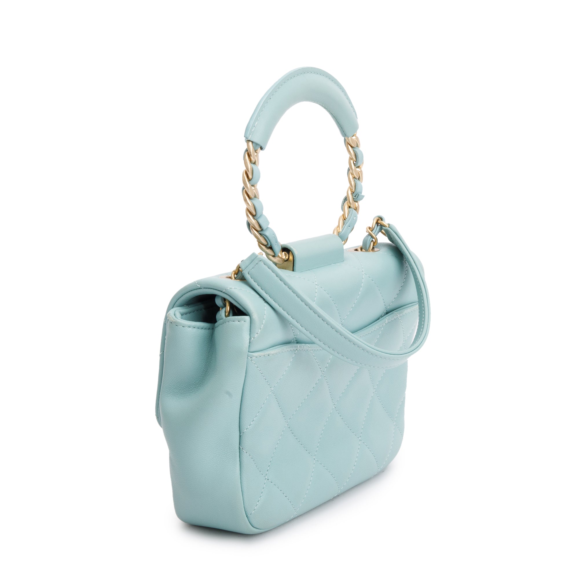 Chanel 2019 Teal Quilted Lambskin Leather Small In The Loop Flap Bag