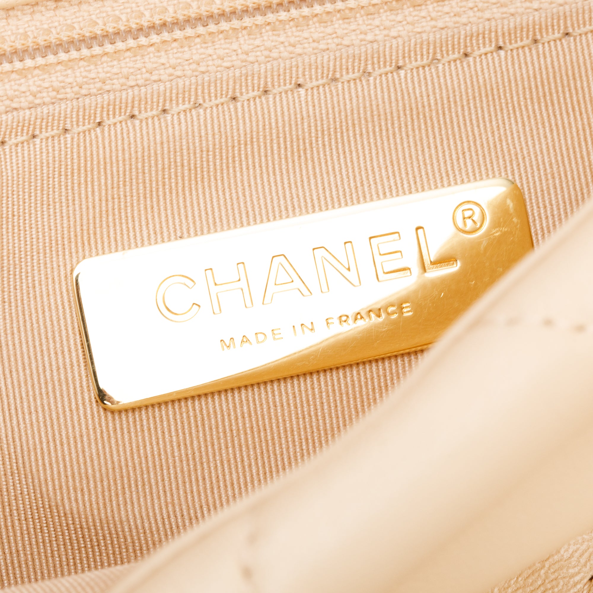 Chanel 2020 Beige Lambskin Leather Medium 19 Flap Bag w/ Authenticity Card