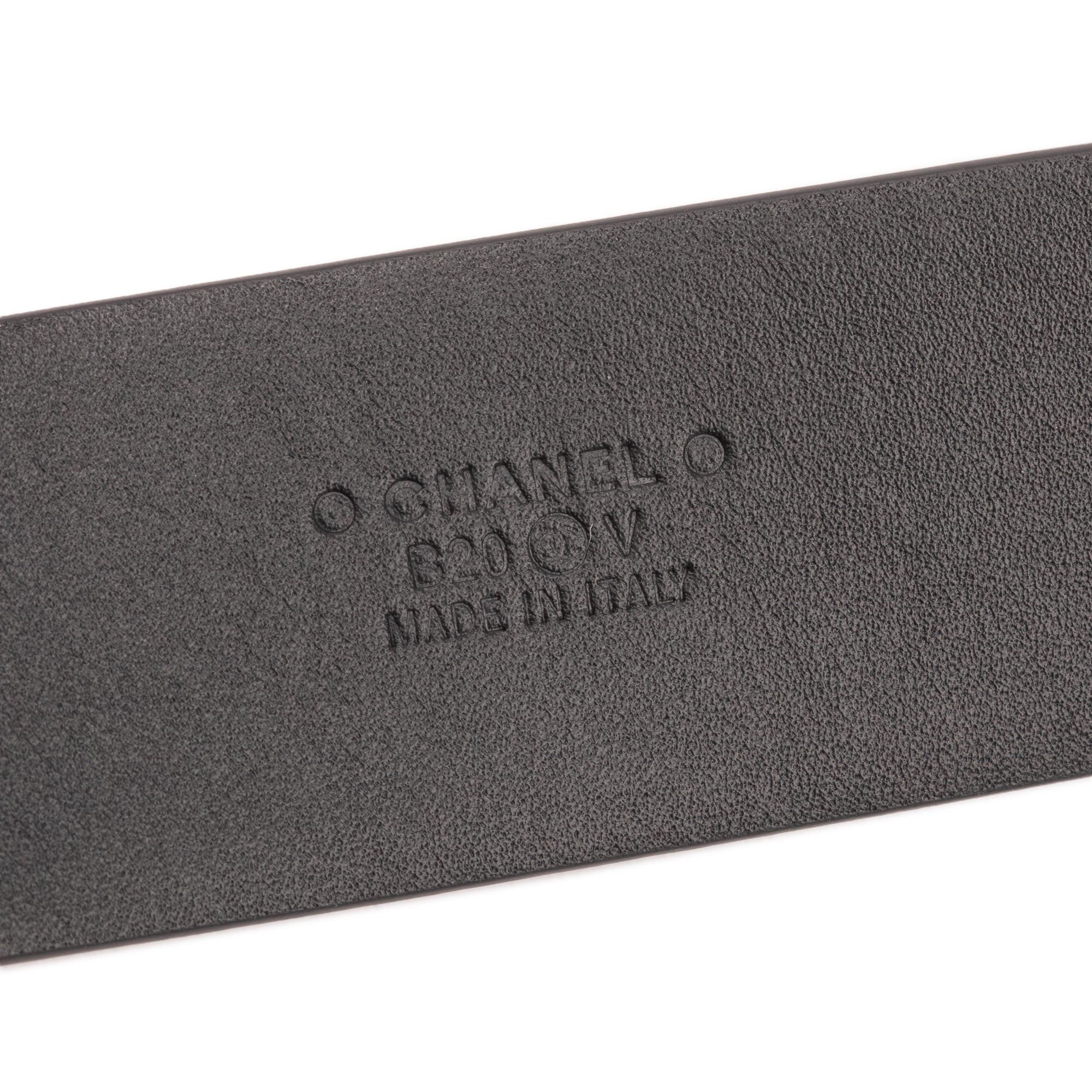 Chanel 2020 Black Calfskin Leather Strass CC Buckle Belt 95 38