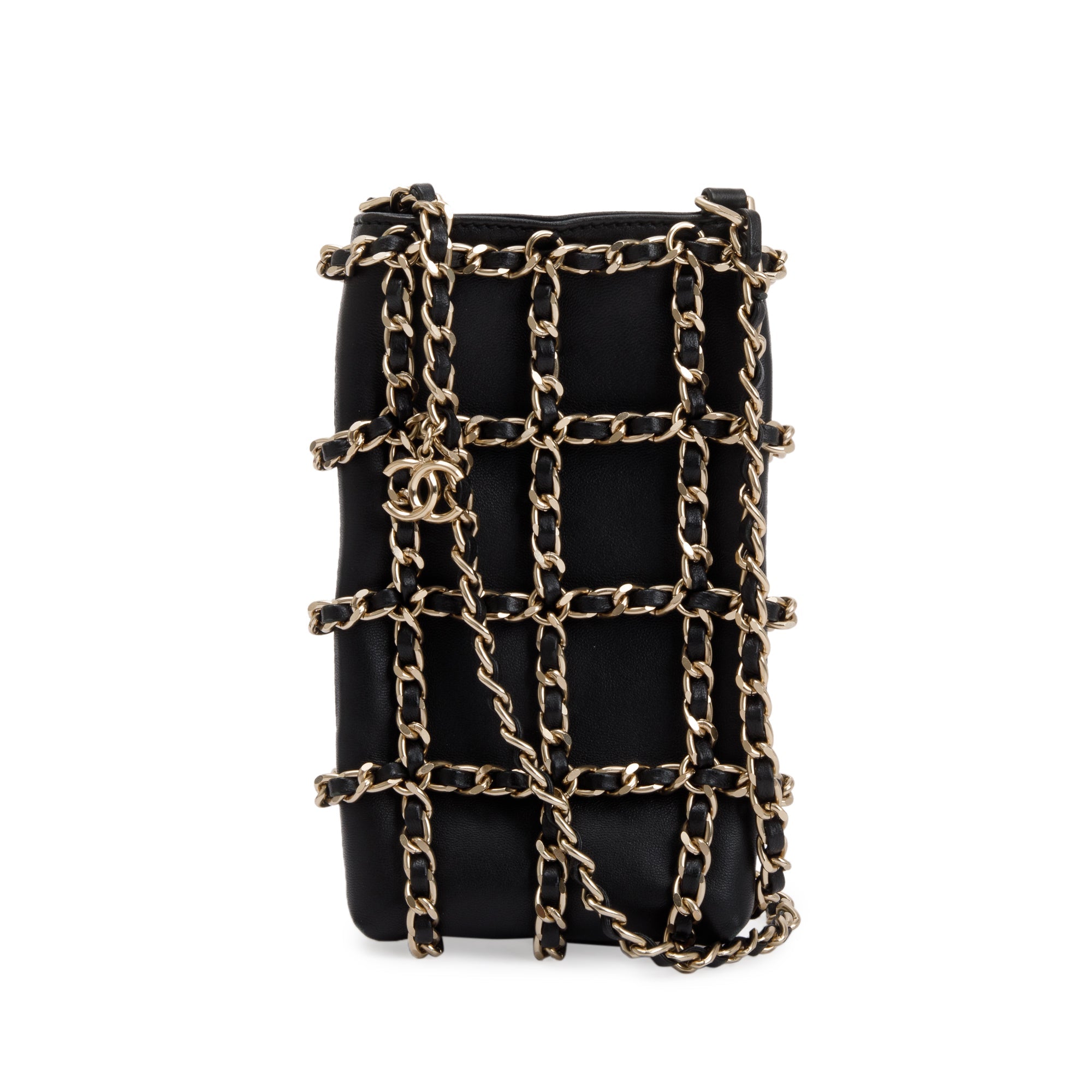 Chanel 2020 Black Calfskin Leather Tech Me Out Clutch With Chain w/ Authenticity Card