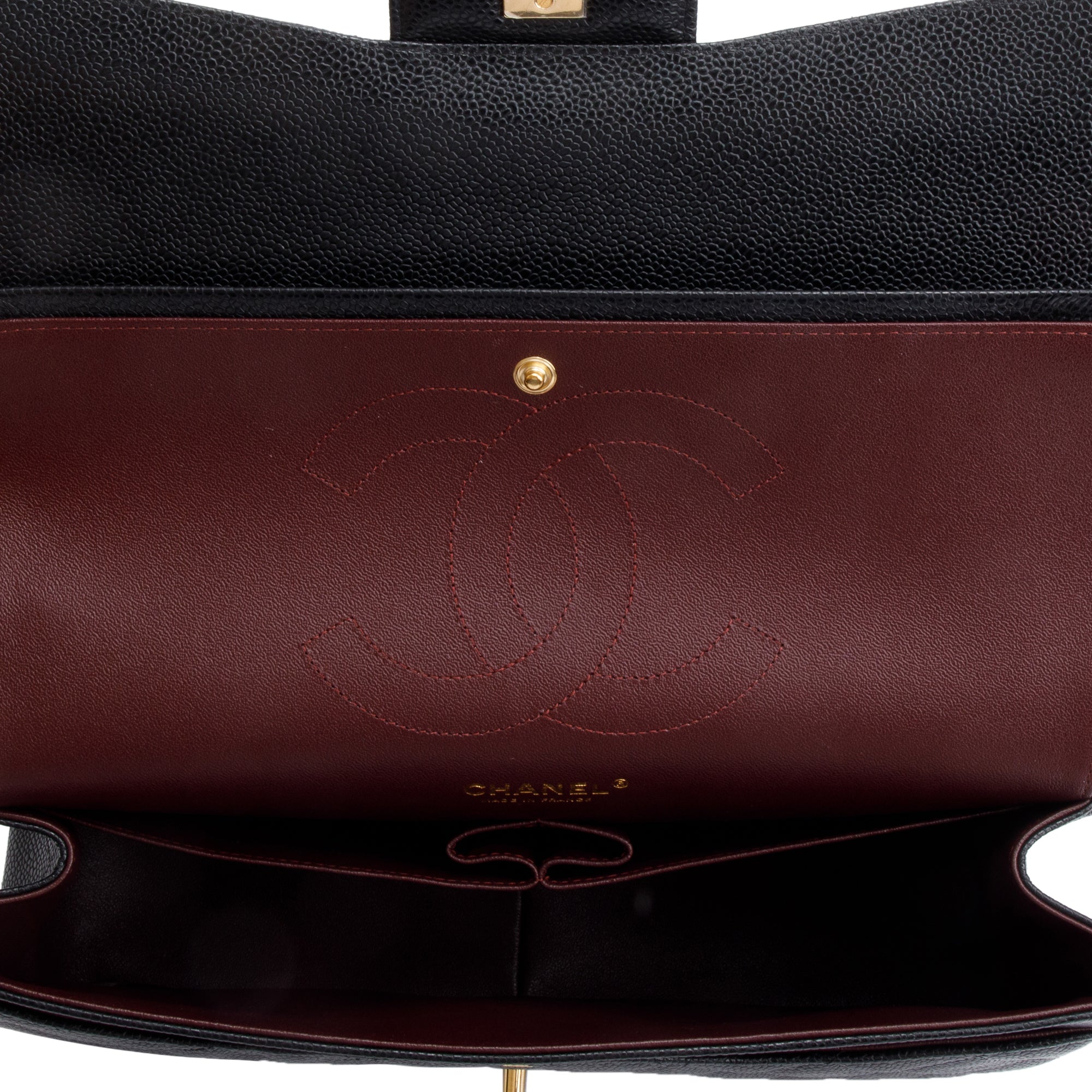 Chanel 2020 Black Caviar Classic Jumbo Double Flap Bag w/ Box & Authenticity Card