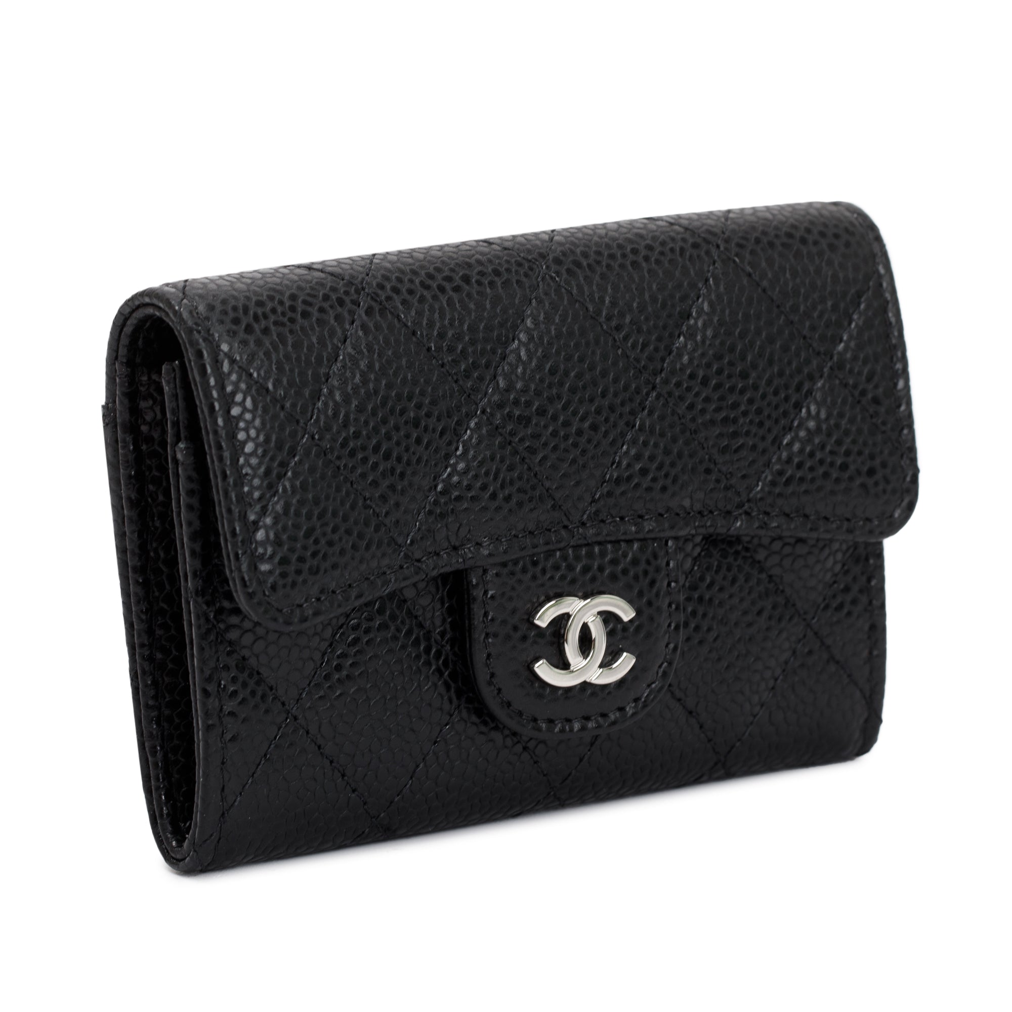 Chanel 2020 Black Caviar Leather Classic Flap Card Holder w/ Box & Authenticity Card